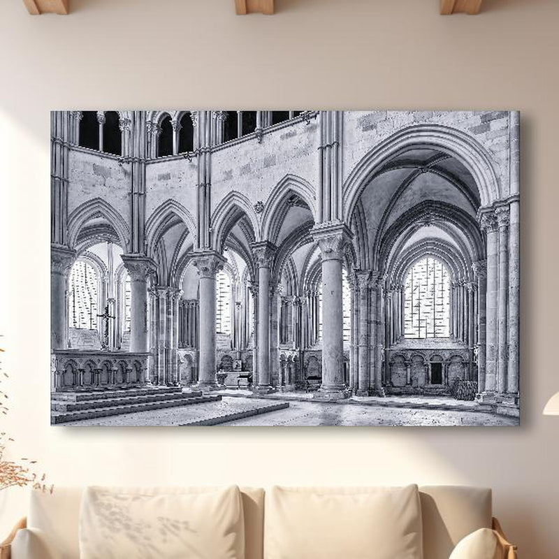 Wandbild - Französische Kapelle - Christentum in modernem Wohnzimmer im Loft-Stil Zoom