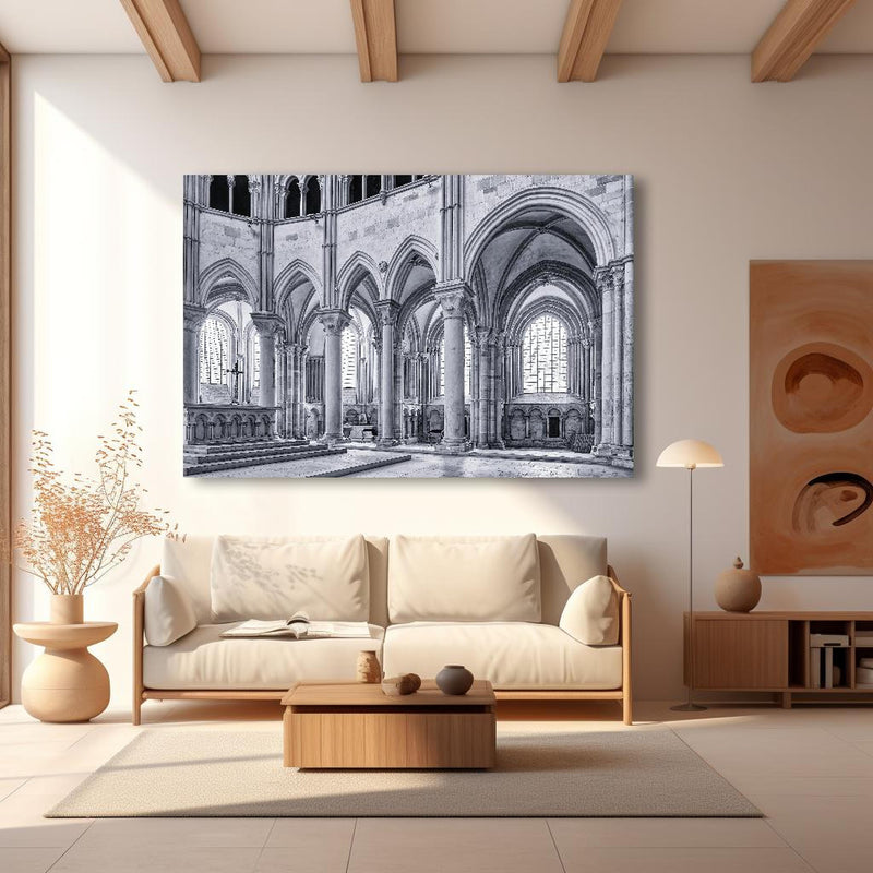 Wandbild - Französische Kapelle - Christentum in modernem Wohnzimmer im Loft-Stil