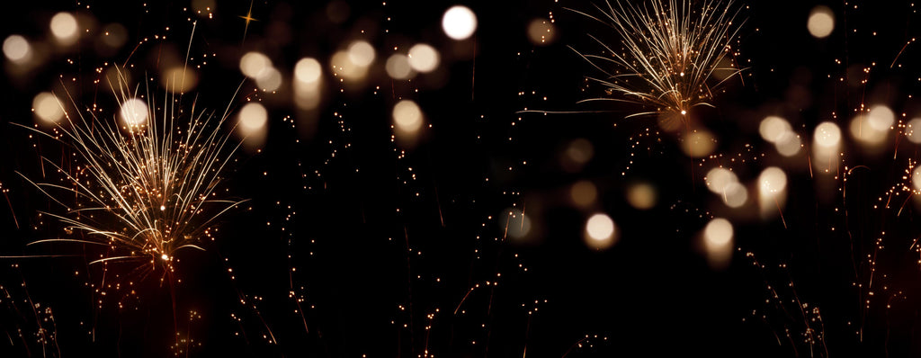 Wandbild-Goldenes Feuerwerk am Nachthimmel