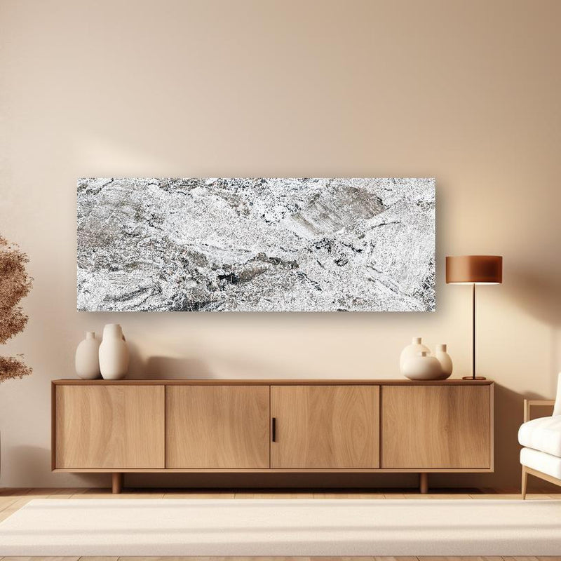 Wandbild - Graue abstrakte Marmor Stein Textur in dezentem Wohnzimmer mit geölter Holzkommode
