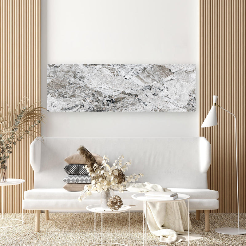 Wandbild - Graue abstrakte Marmor Stein Textur in extravagant gestaltetem Raum mit minimalistischer Couch-rechteckig