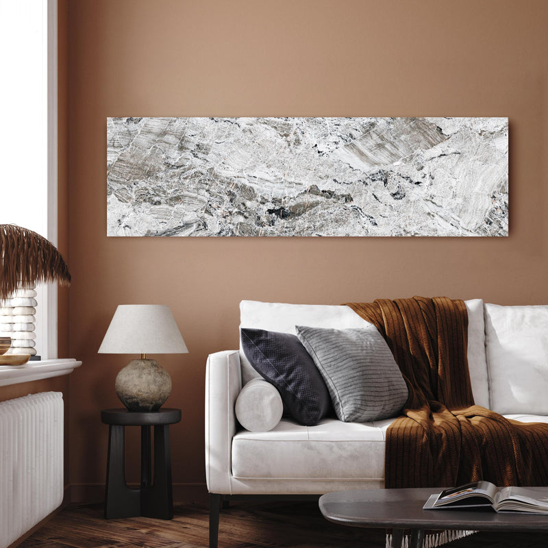 Wandbild - Graue abstrakte Marmor Stein Textur in dekorativem Wohnzimmer über einladendem Sofa