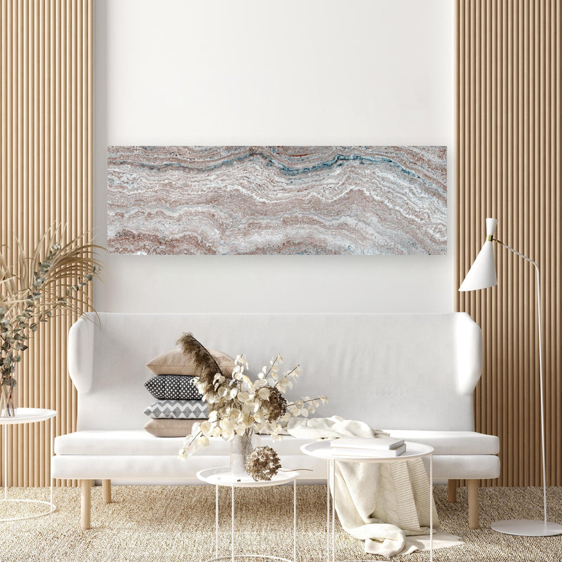 Wandbild - Italienischer Marmortextur in extravagant gestaltetem Raum mit minimalistischer Couch-rechteckig