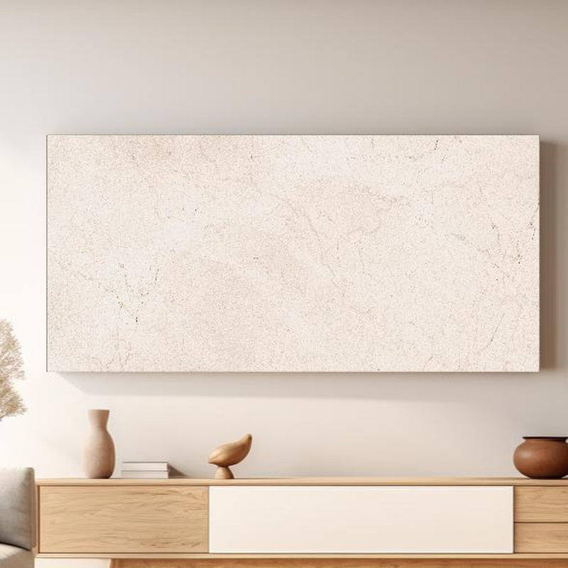 Wandbild - Marmor Textur - Fliesenmuster in hellem Wohnzimmer über extravaganter Kommode Zoom