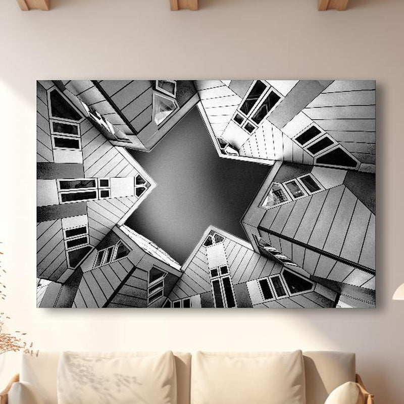 Wandbild - Moderne Hausstruktur - Niederlande in modernem Wohnzimmer im Loft-Stil Zoom