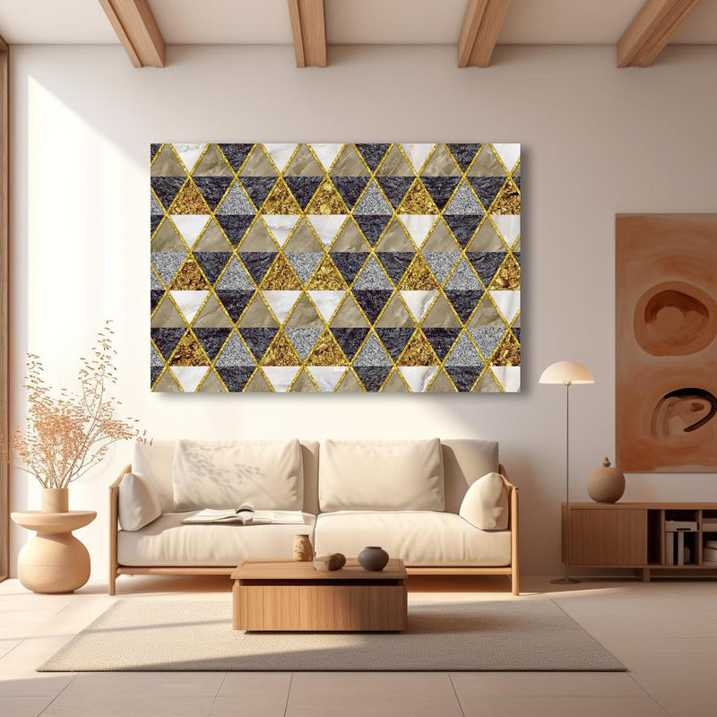 Wandbild - Moderne Wanddekoration - Mosaik in modernem Wohnzimmer im Loft-Stil