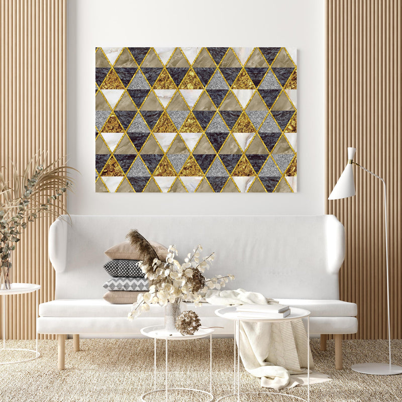 Wandbild - Moderne Wanddekoration - Mosaik in extravagant gestaltetem Raum mit minimalistischer Couch-quadratisch