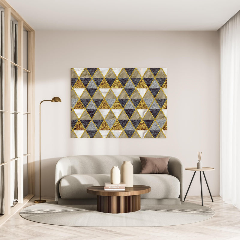 Wandbild - Moderne Wanddekoration - Mosaik in minimalistisch eingerichtetem cremefarbenen Wohnzimmer