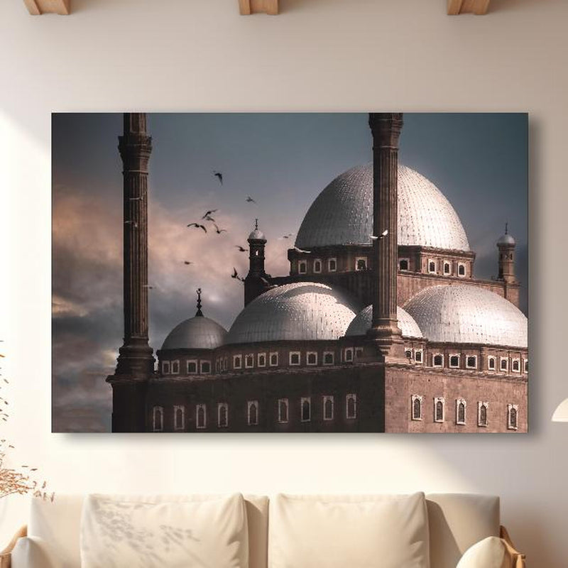 Wandbild - Moschee in modernem Wohnzimmer im Loft-Stil Zoom