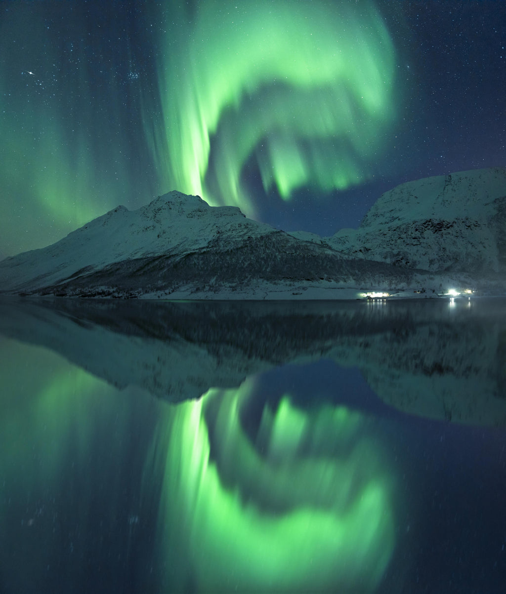 Wandbild-Polarlichter im Sternenhimmel in Norwegen