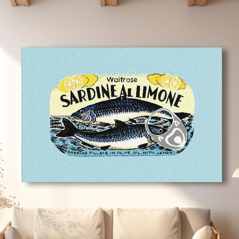 Wandbild - Sardine Al Limone in modernem Wohnzimmer im Loft-Stil Zoom