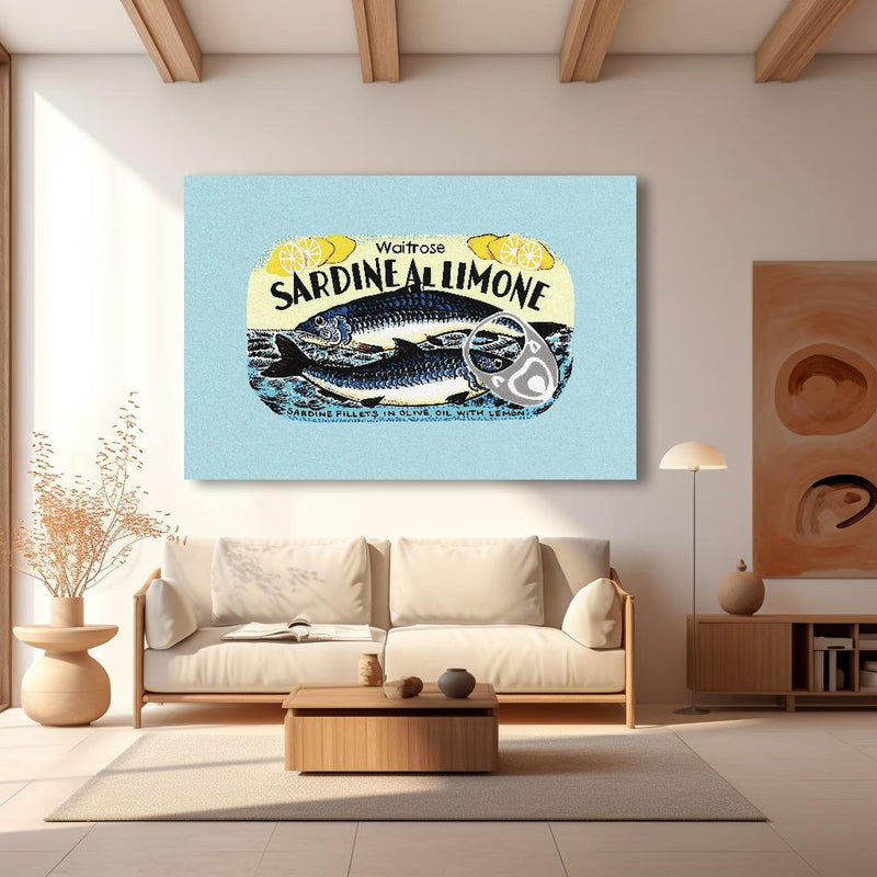 Wandbild - Sardine Al Limone in modernem Wohnzimmer im Loft-Stil