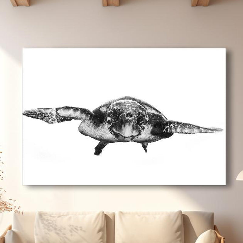 Wandbild - Schildkröte in modernem Wohnzimmer im Loft-Stil Zoom