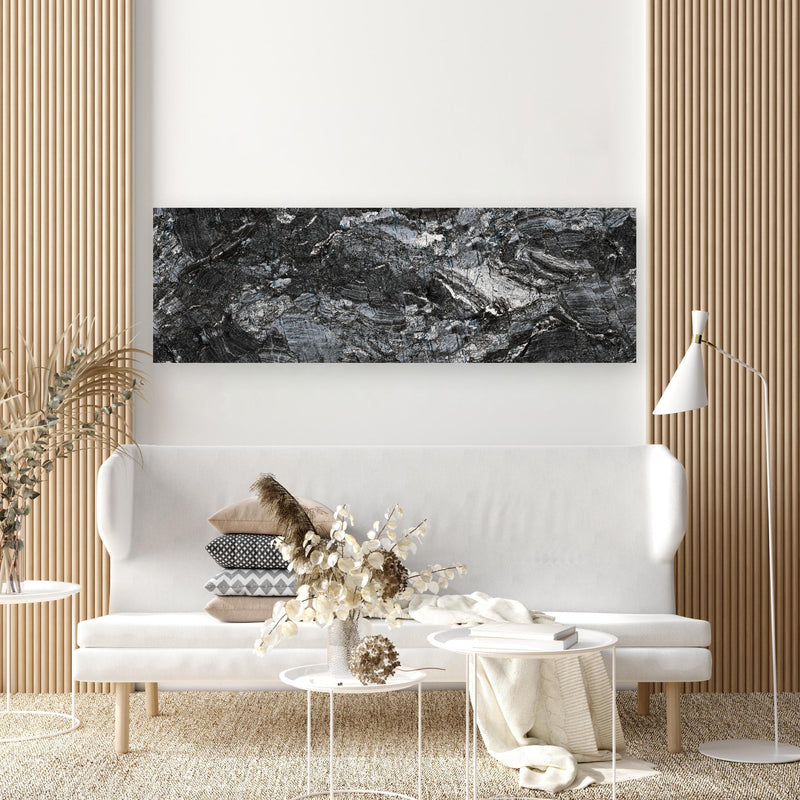 Wandbild - Schwarzer Marmor - Natur in extravagant gestaltetem Raum mit minimalistischer Couch-rechteckig