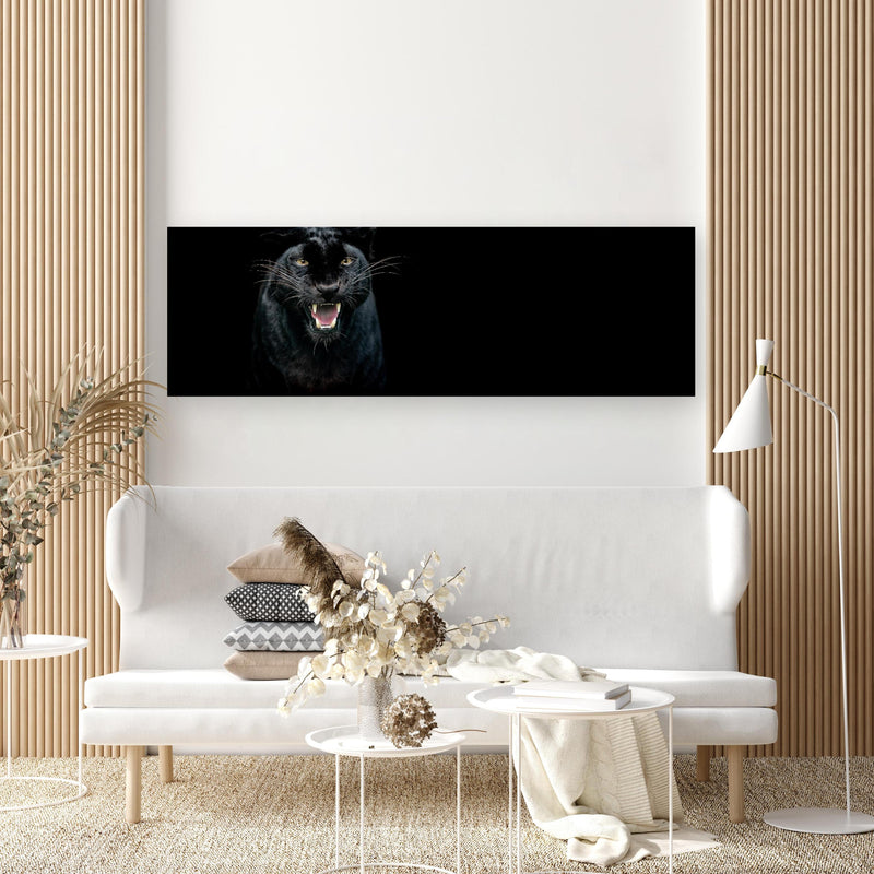 Wandbild - Schwarzer Rueckwand24 Hintergrund Panther auf - schwarzem