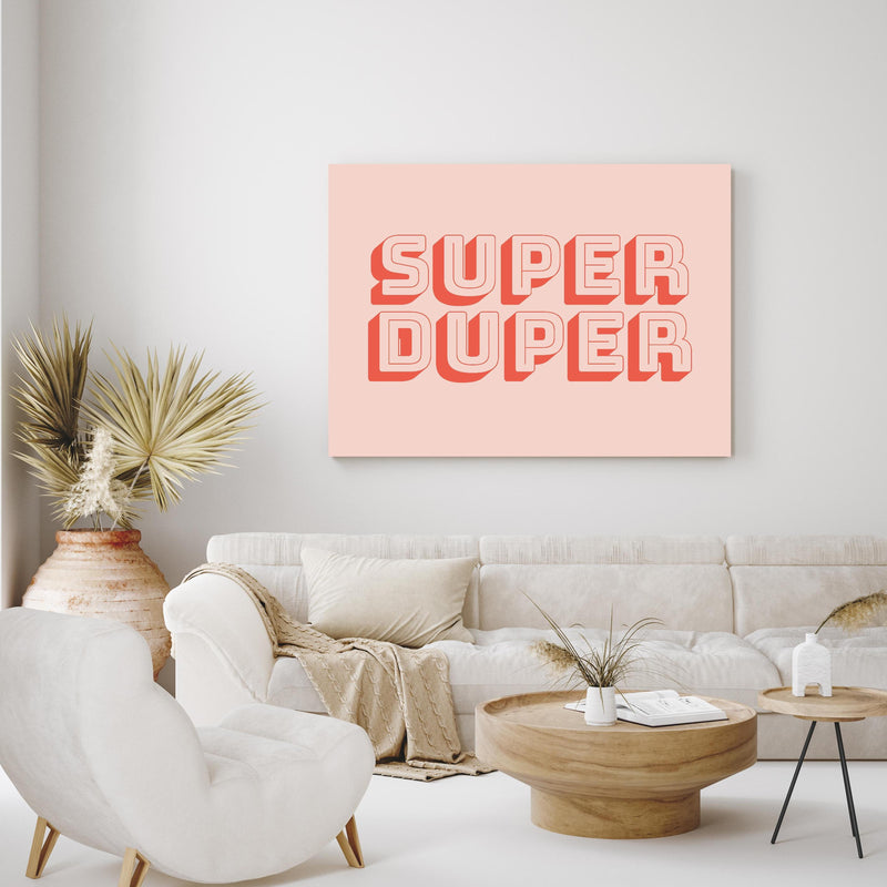 Wandbild - Super Duper in exotisch eingerichtetem Wohnzimmer über gemütlicher Couch