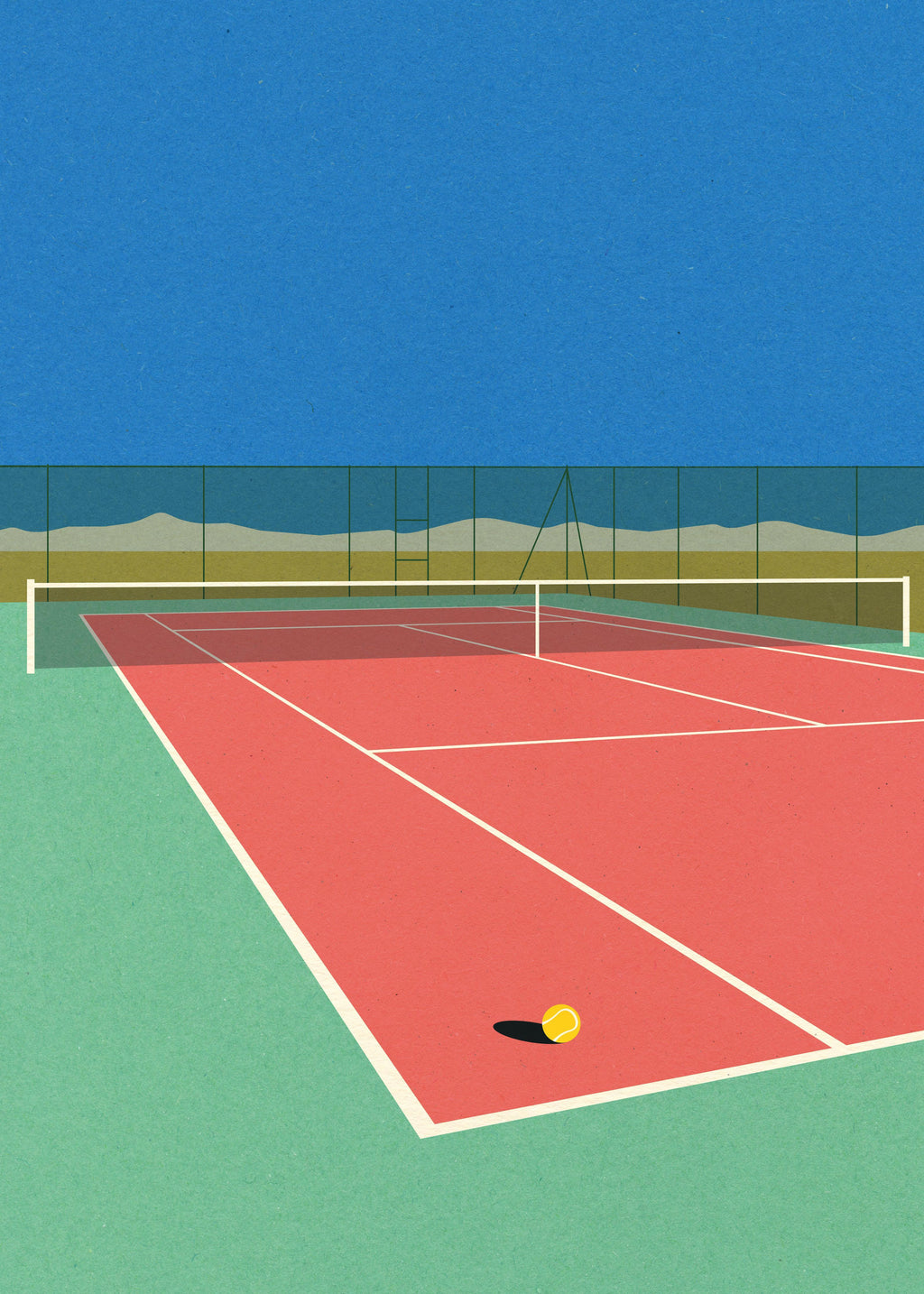 Wandbild-Tennisfeld in der Wüste
