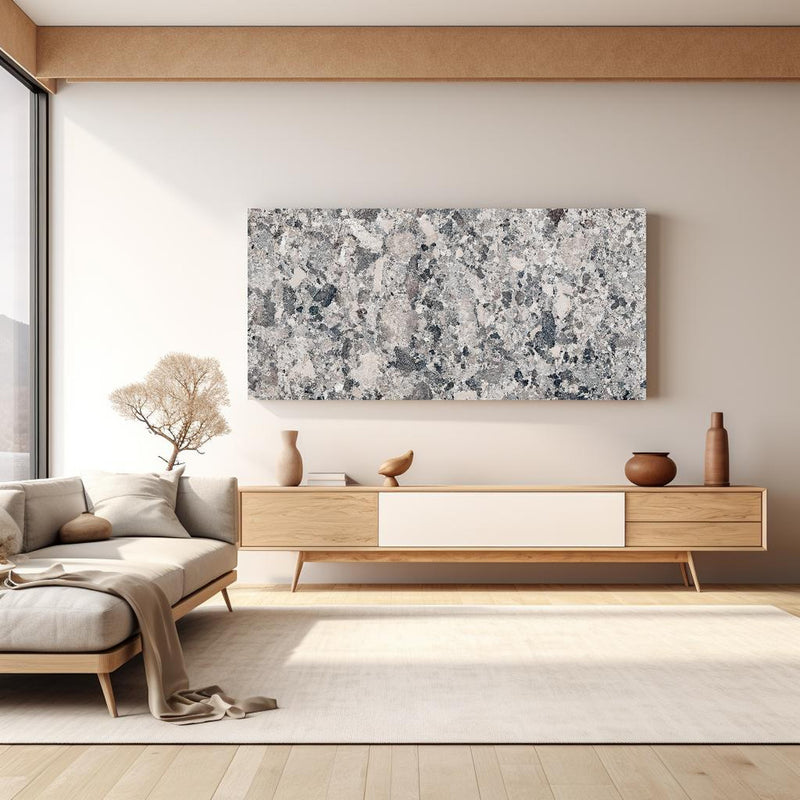 Wandbild - Vintage Granit-Textur in hellem Wohnzimmer über extravaganter Kommode