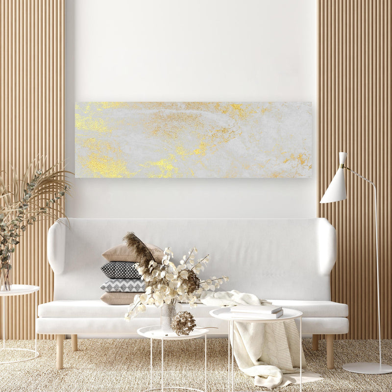 Wandbild - Vintage Zement - Gold  in extravagant gestaltetem Raum mit minimalistischer Couch-rechteckig