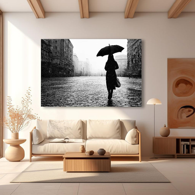 Wandbild - Walking Alone in modernem Wohnzimmer im Loft-Stil