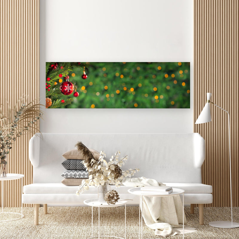 Wandbild - Weihnachten Banner in extravagant gestaltetem Raum mit minimalistischer Couch-rechteckig