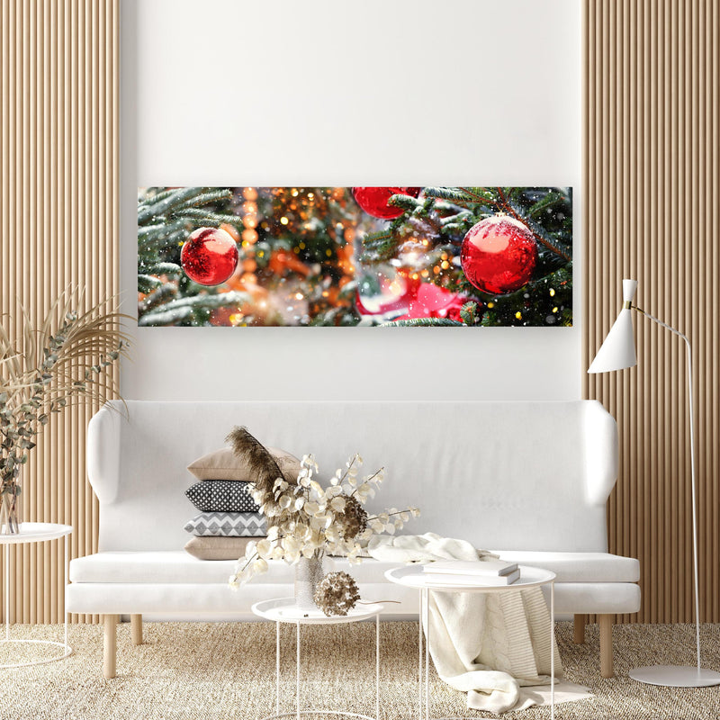 Wandbild - Weihnachts Konzept - Feiertage in extravagant gestaltetem Raum mit minimalistischer Couch-rechteckig