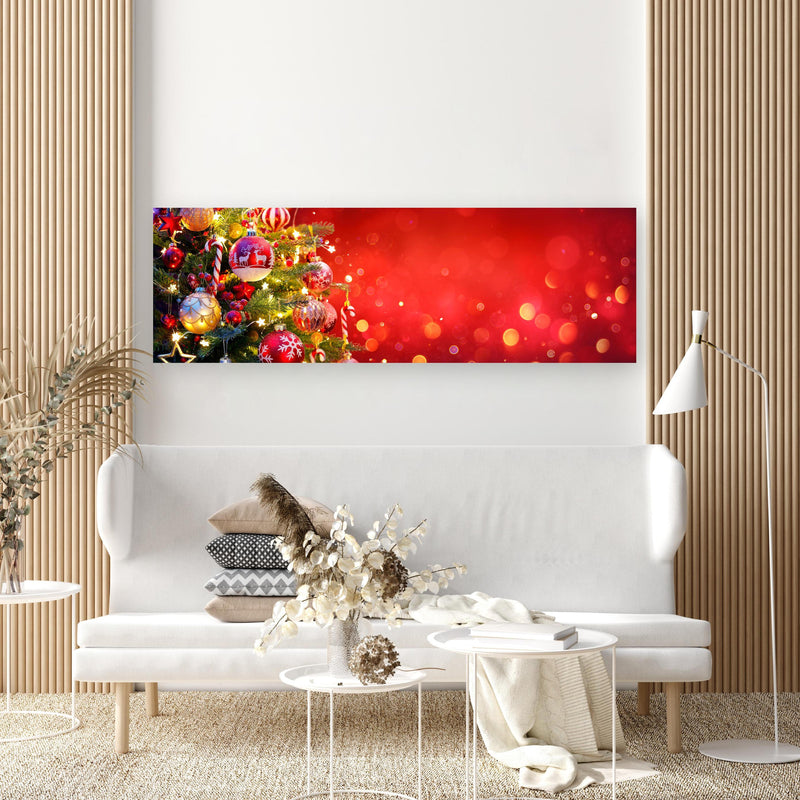 Wandbild - Weihnachtsbaum in extravagant gestaltetem Raum mit minimalistischer Couch-rechteckig