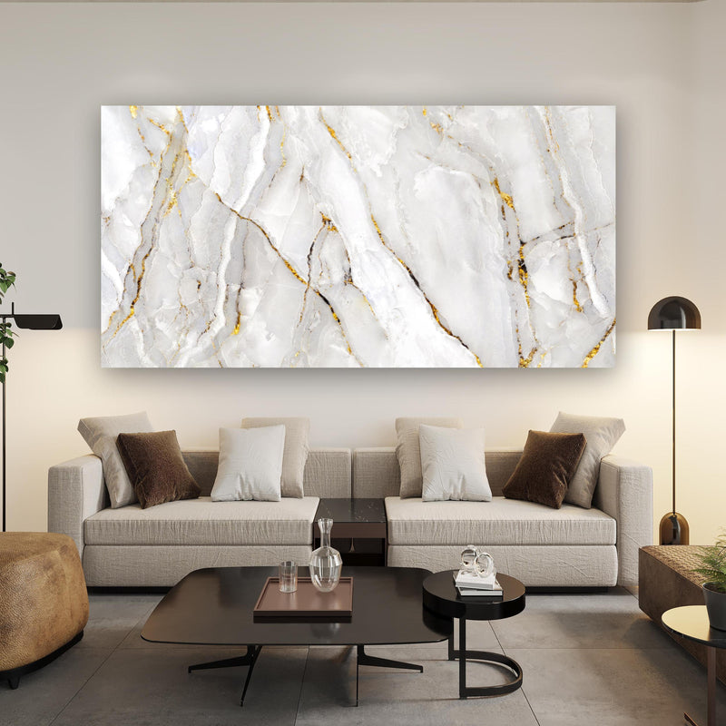 3D Türtapete Selbstklebend 80x210cm - Weißer Marmor Mit Goldlinien