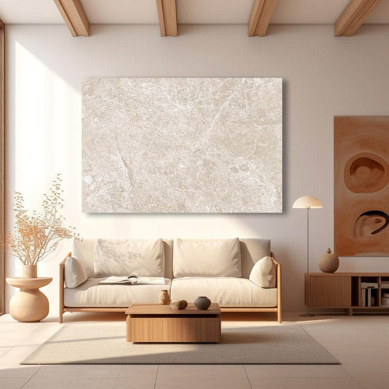 Wandbild - beiger Naturmarmor  in modernem Wohnzimmer im Loft-Stil