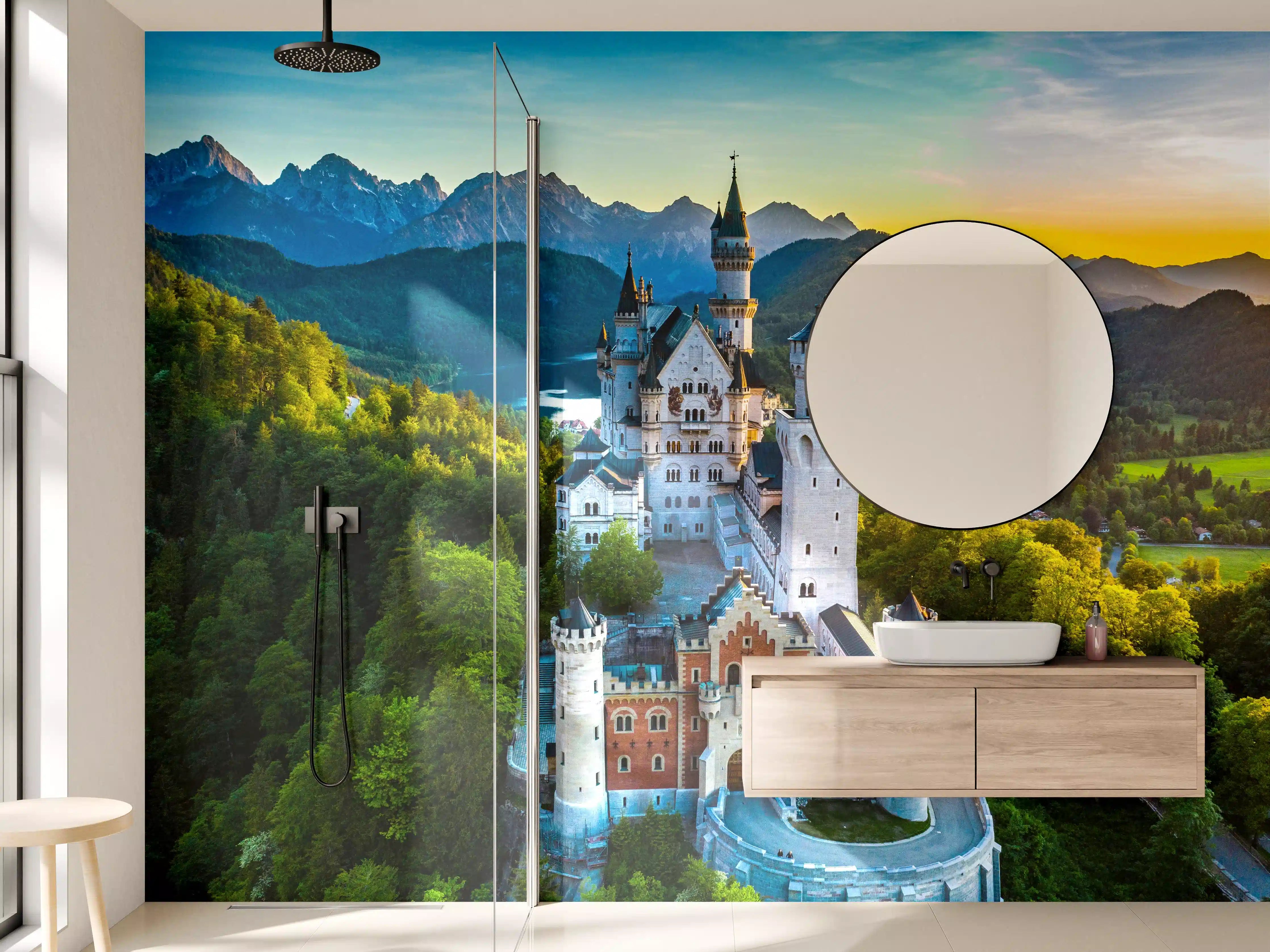 Wandverkleidung Bad -  glanzvolles Märchenschloss Neuschwanstein