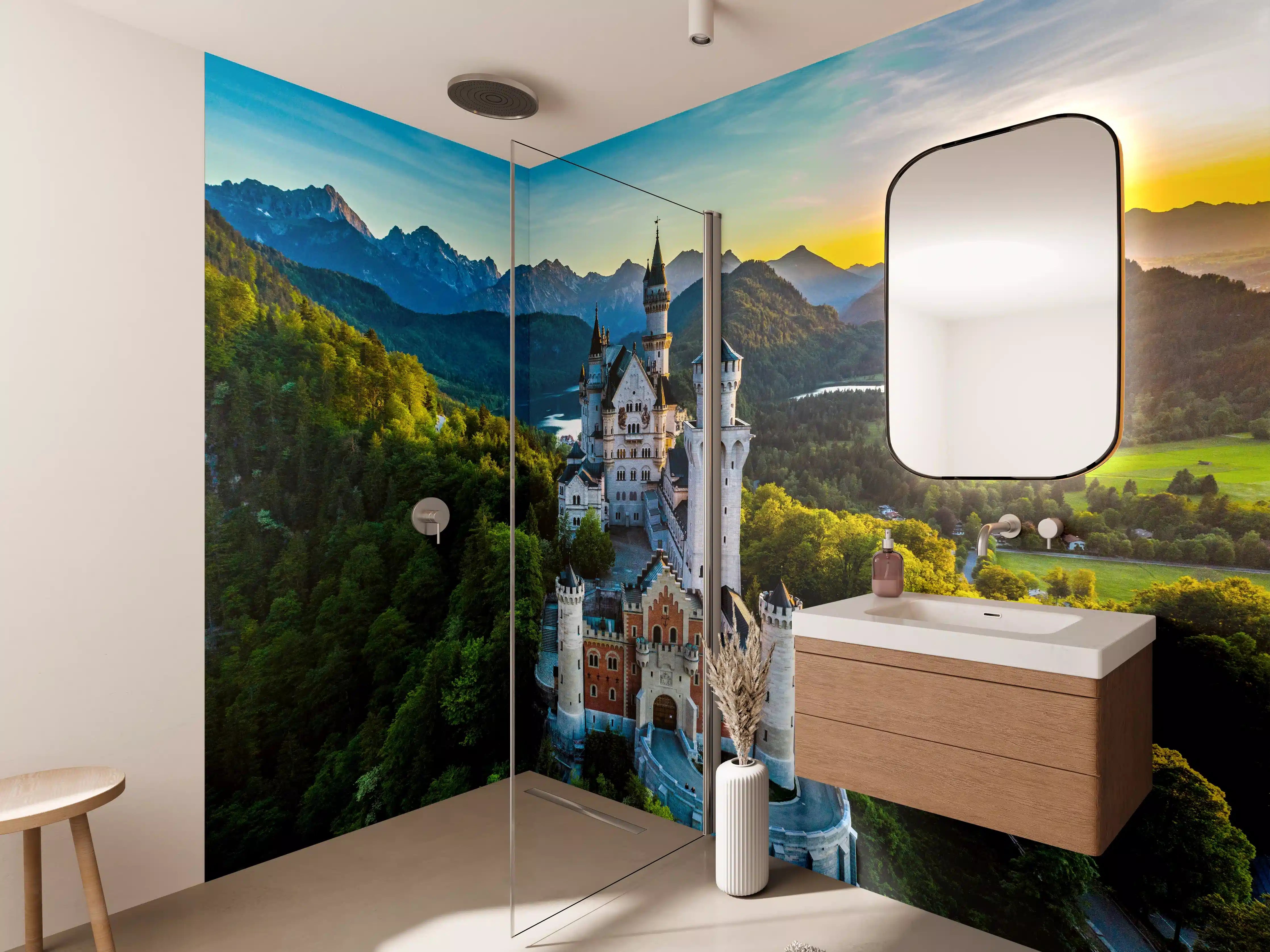Wandverkleidung Bad -  glanzvolles Märchenschloss Neuschwanstein
