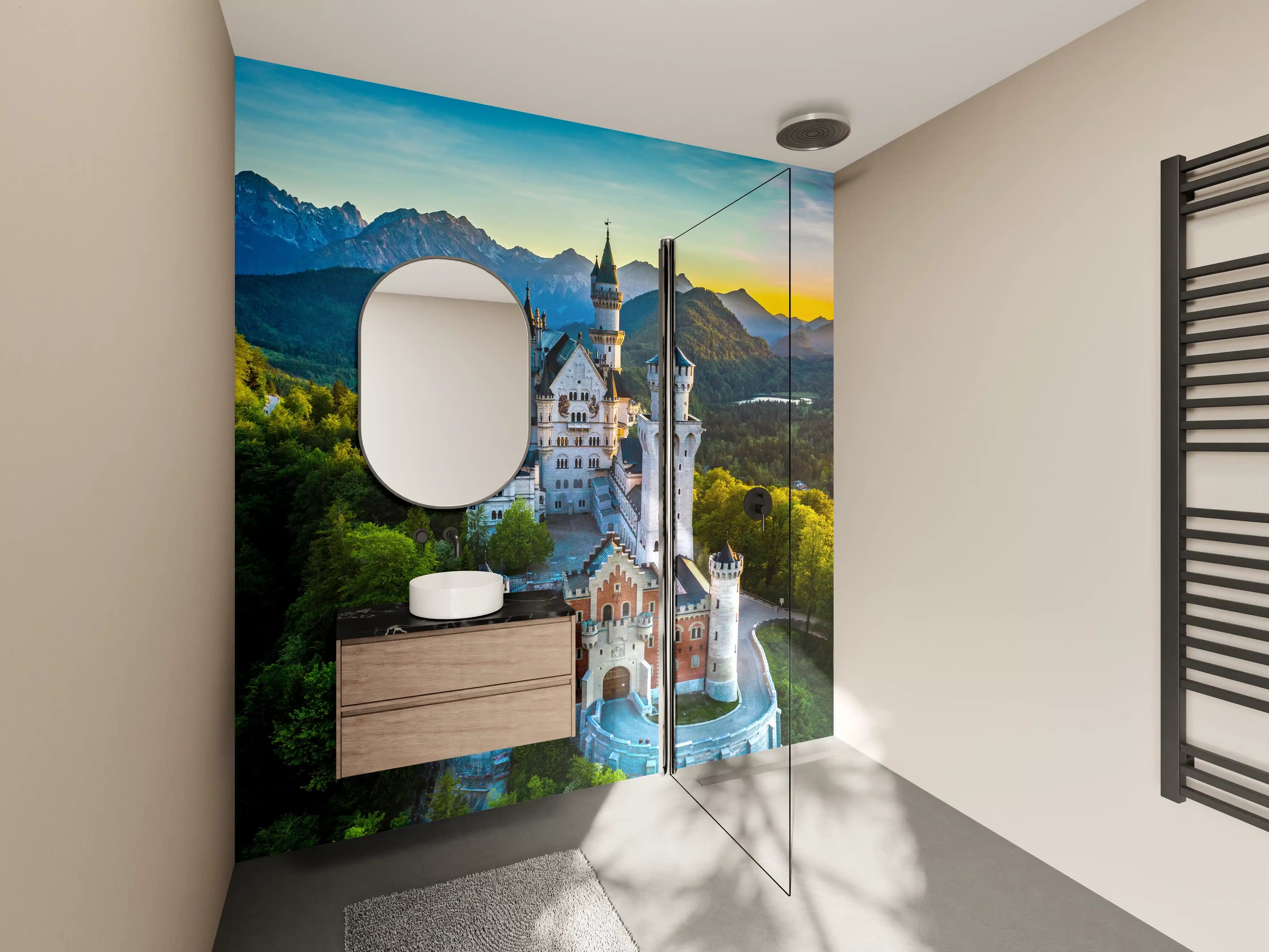 Wandverkleidung Bad -  glanzvolles Märchenschloss Neuschwanstein