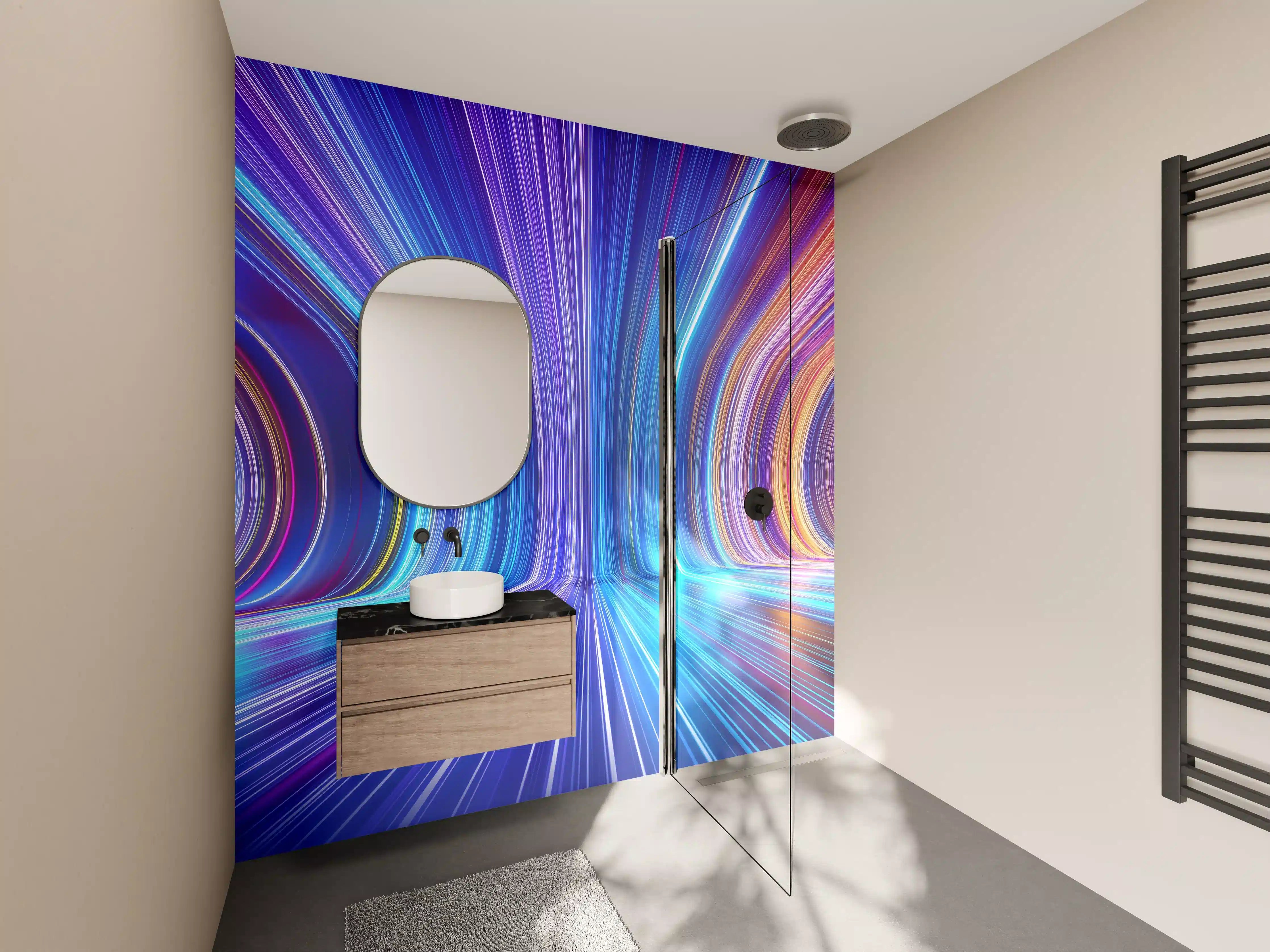 Wandverkleidung Bad - 3D Rendering - Zukunft