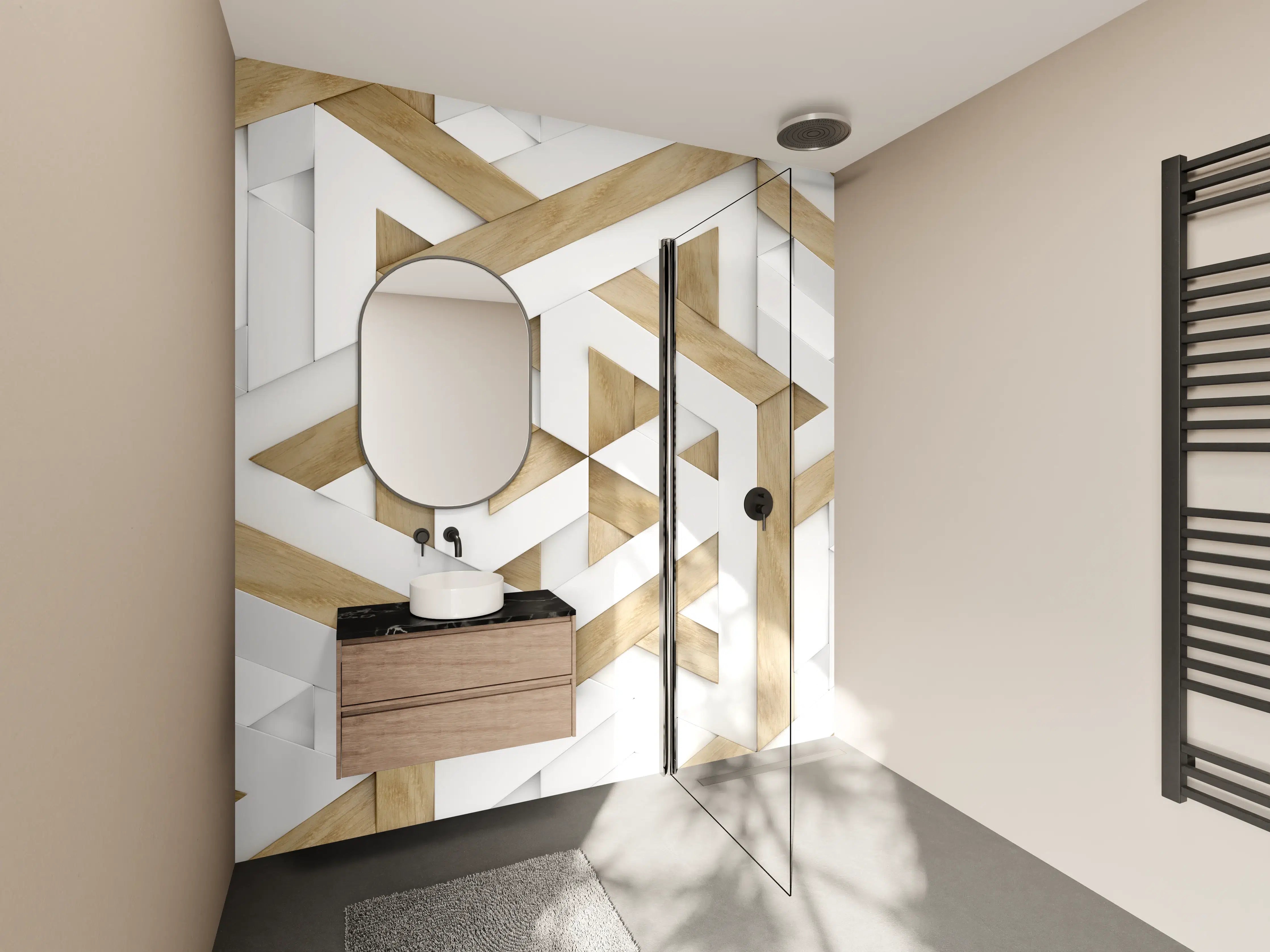 Wandverkleidung Bad - 3D Tapete - Mosaik Muster