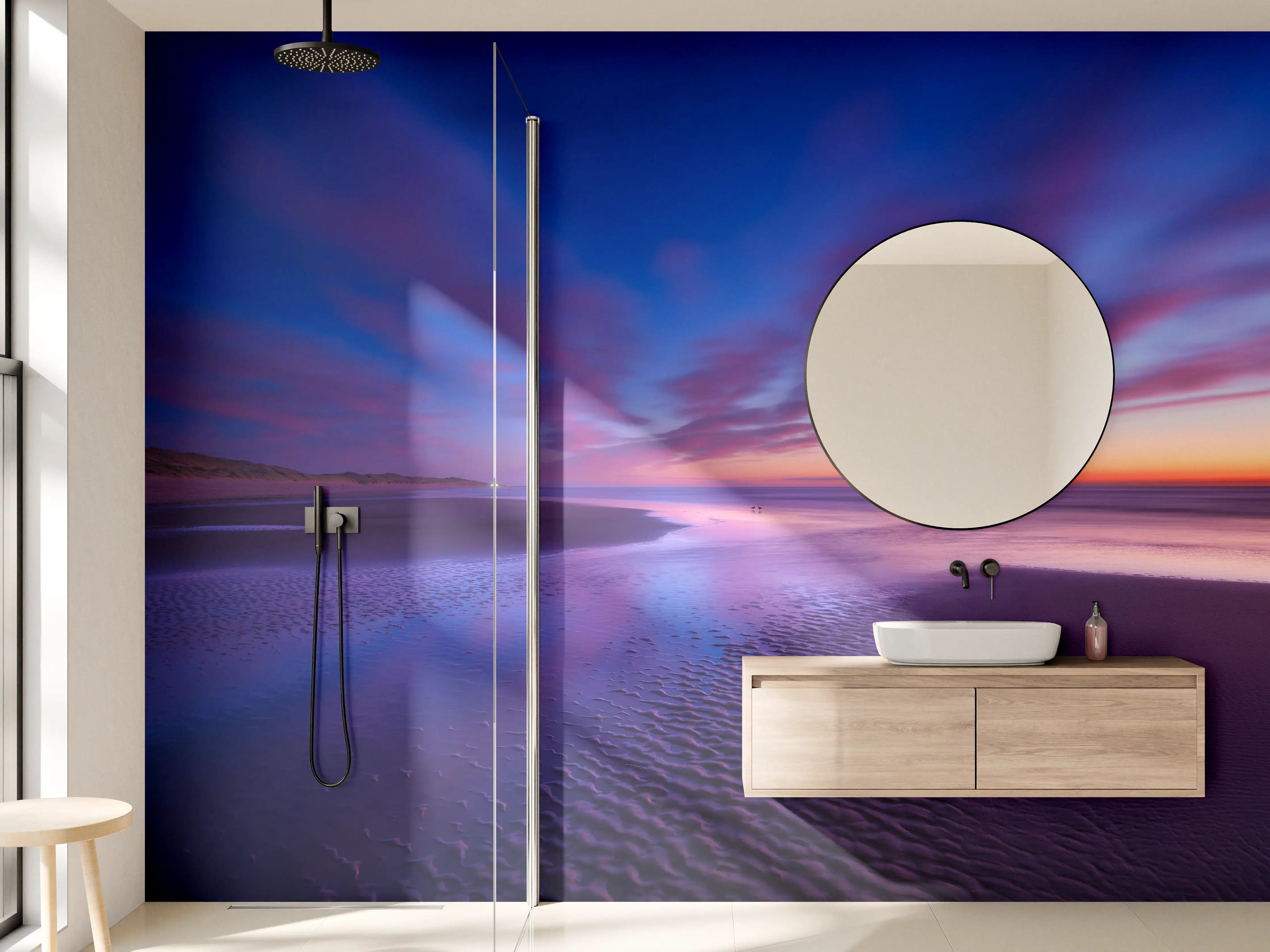 Wandverkleidung Bad - Abendlicher Strand bei Sonnenuntergang