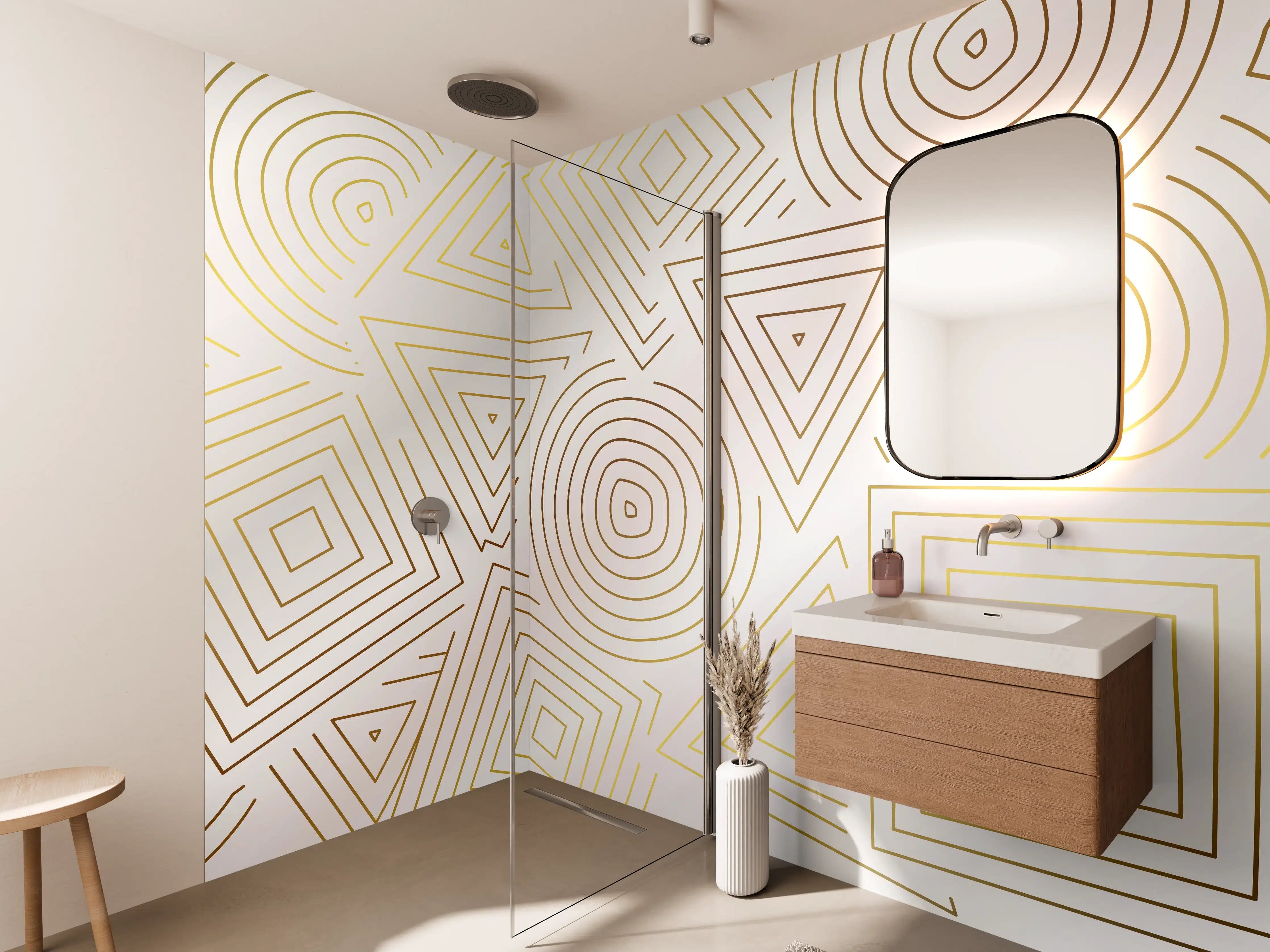 Wandverkleidung Bad - Abstrakt Geometrische Linien Kunst