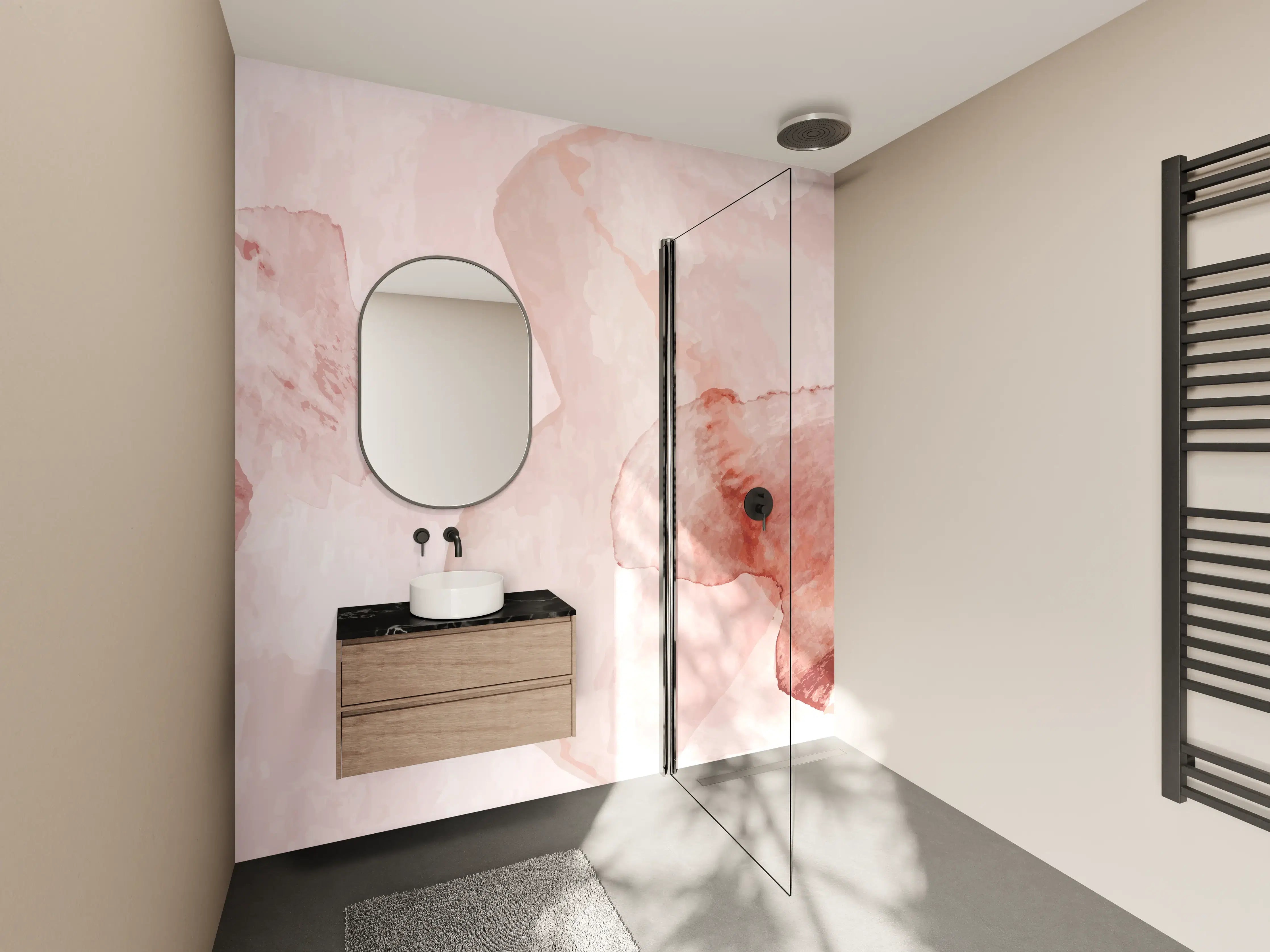 Wandverkleidung Bad - Abstrakte Aquarell Rosa Töne