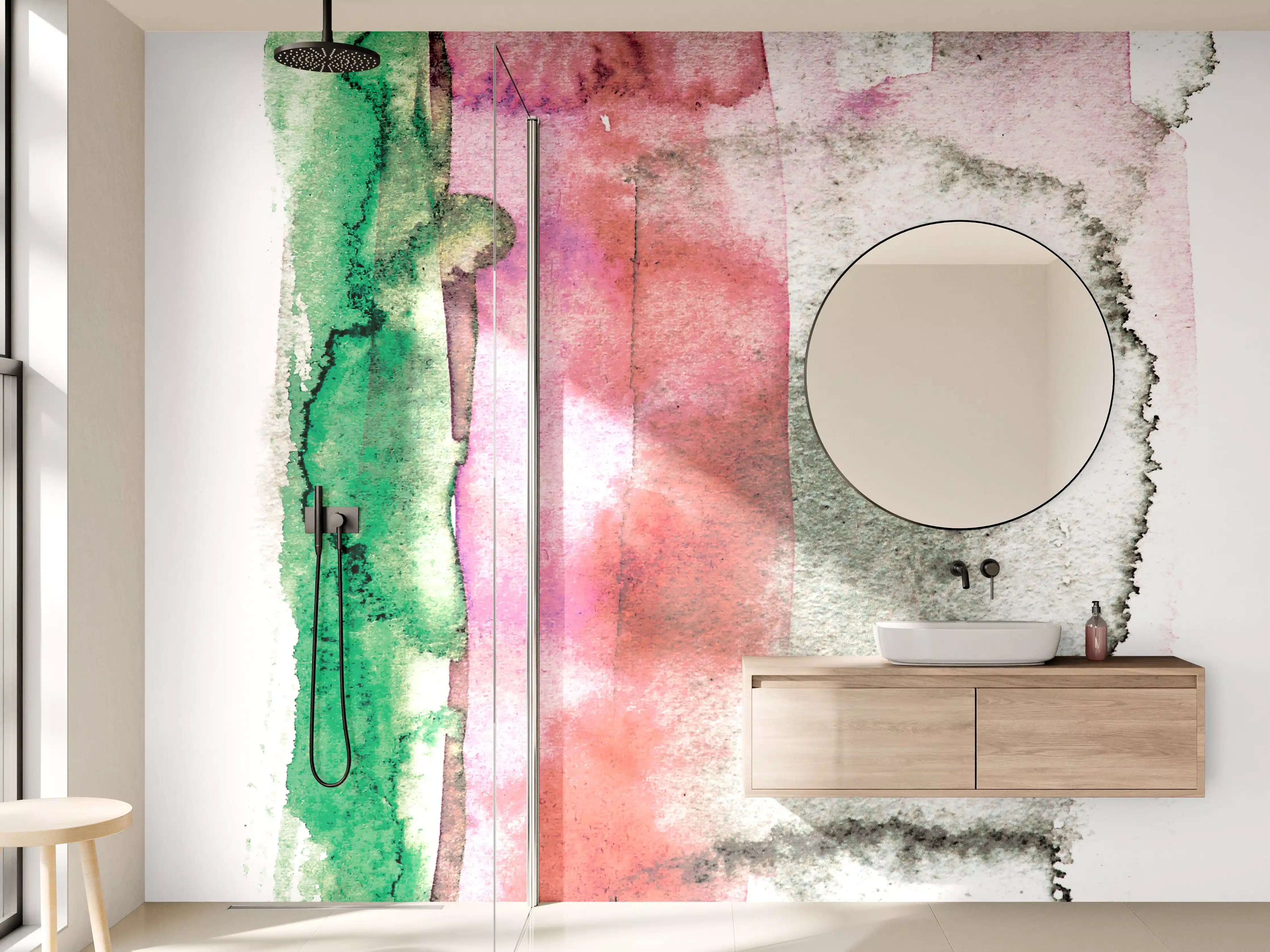 Wandverkleidung Bad - Abstrakte Aquarellfarben-Komposition
