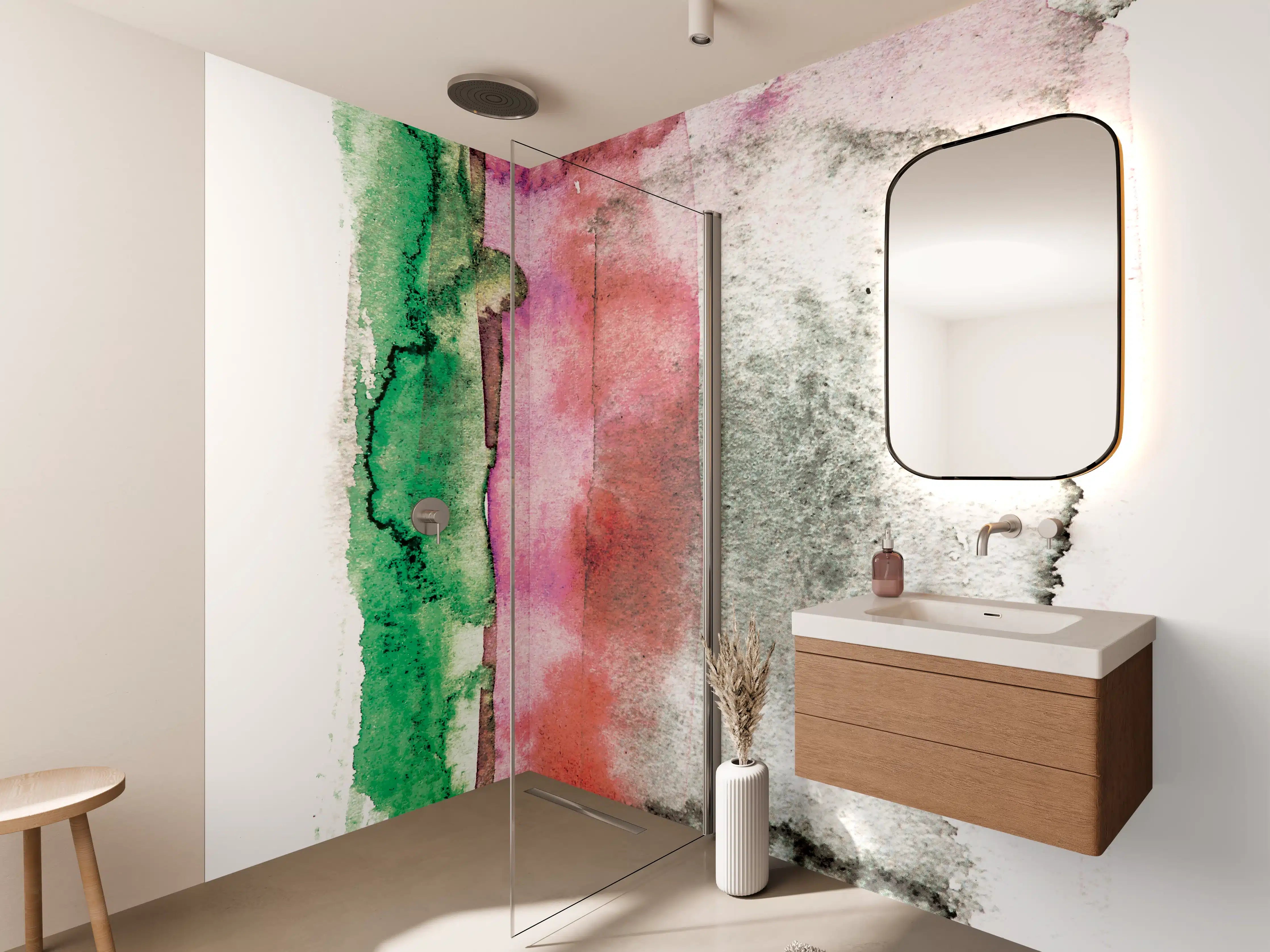 Wandverkleidung Bad - Abstrakte Aquarellfarben-Komposition