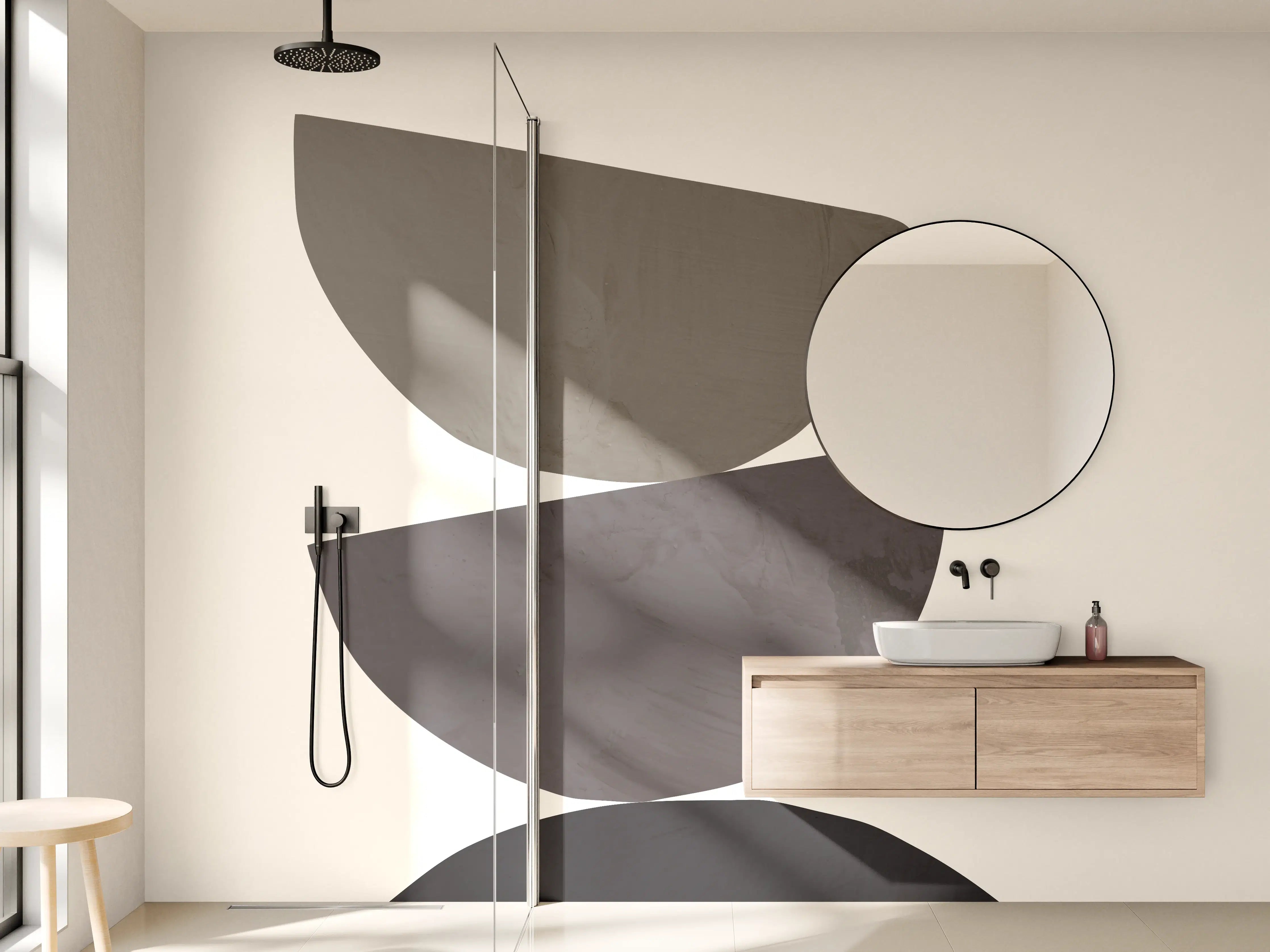 Wandverkleidung Bad - Abstrakte Geometrie Balance