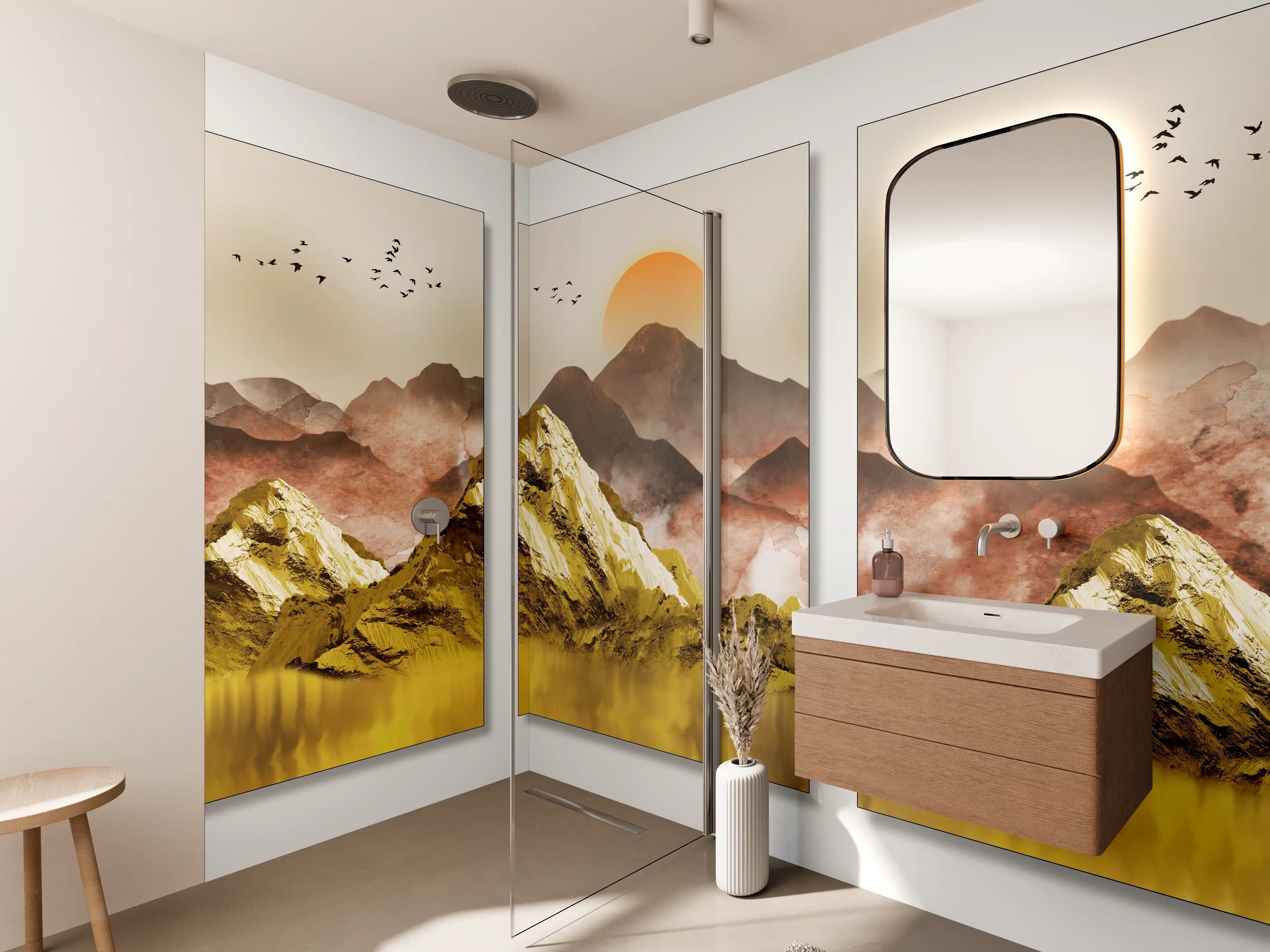 Wandverkleidung Bad - Abstrakte Landschaftsfotos - Tapete
