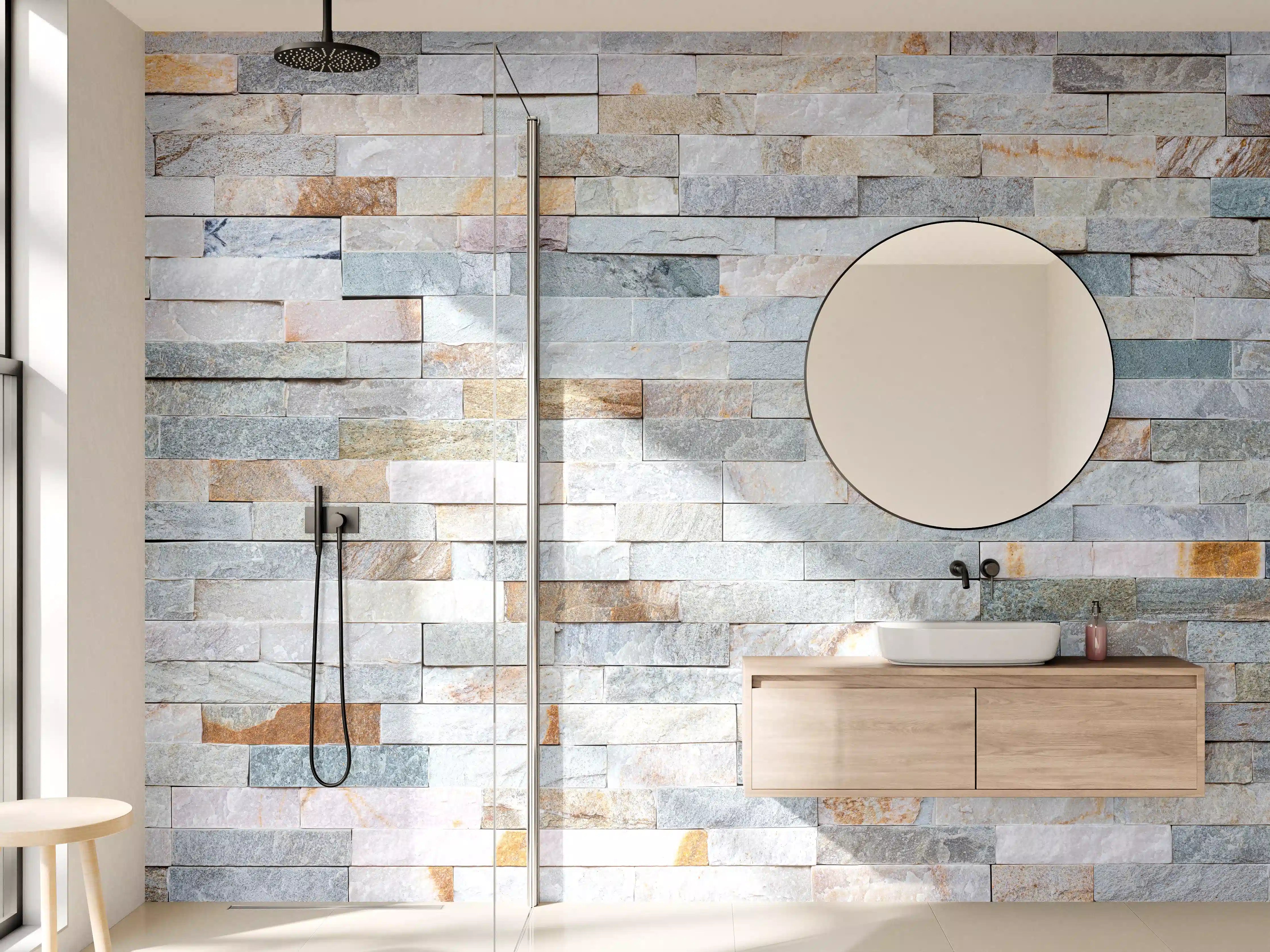 Wandverkleidung Bad - Abstrakte Steinwandmuster