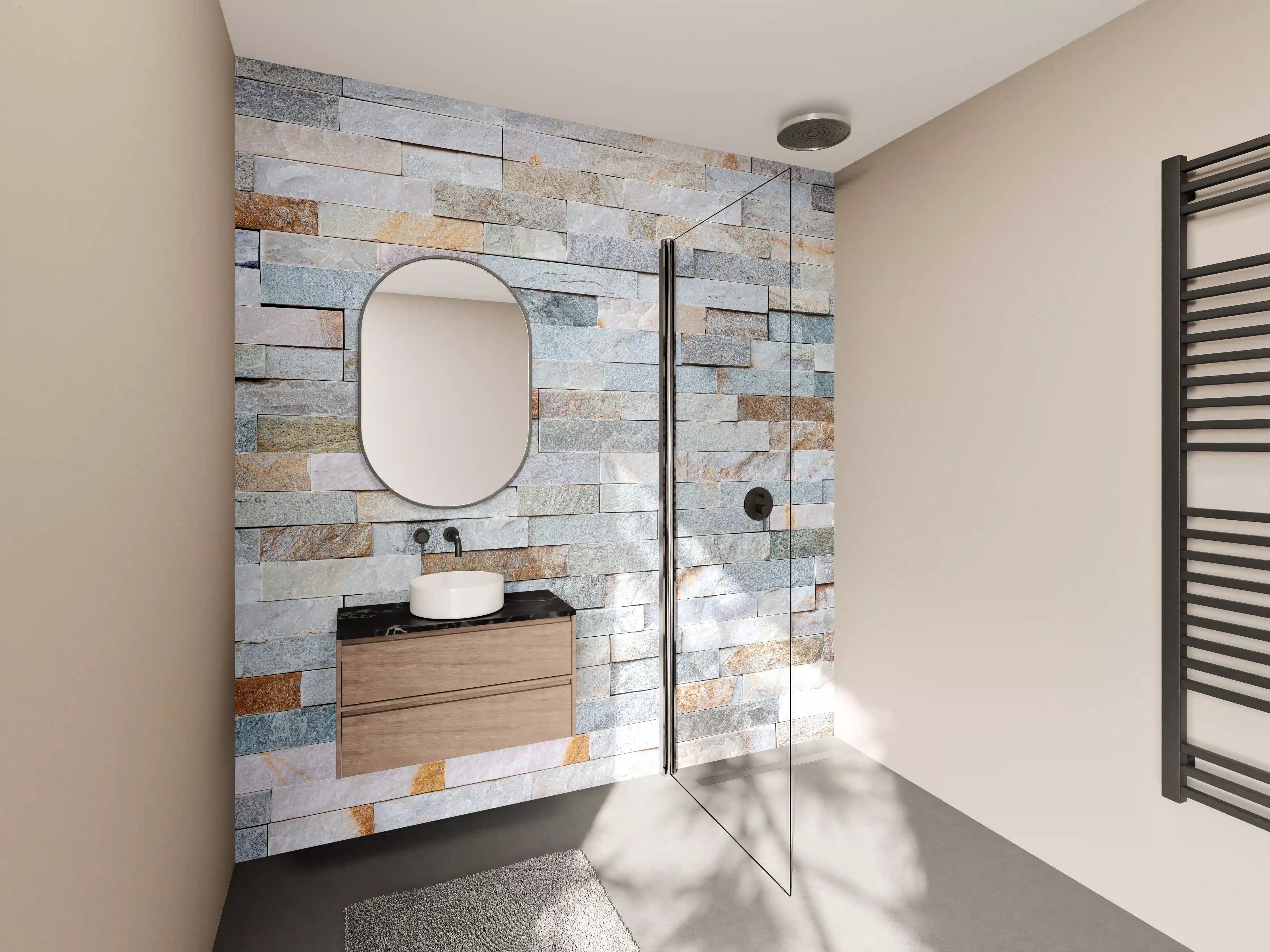 Wandverkleidung Bad - Abstrakte Steinwandmuster