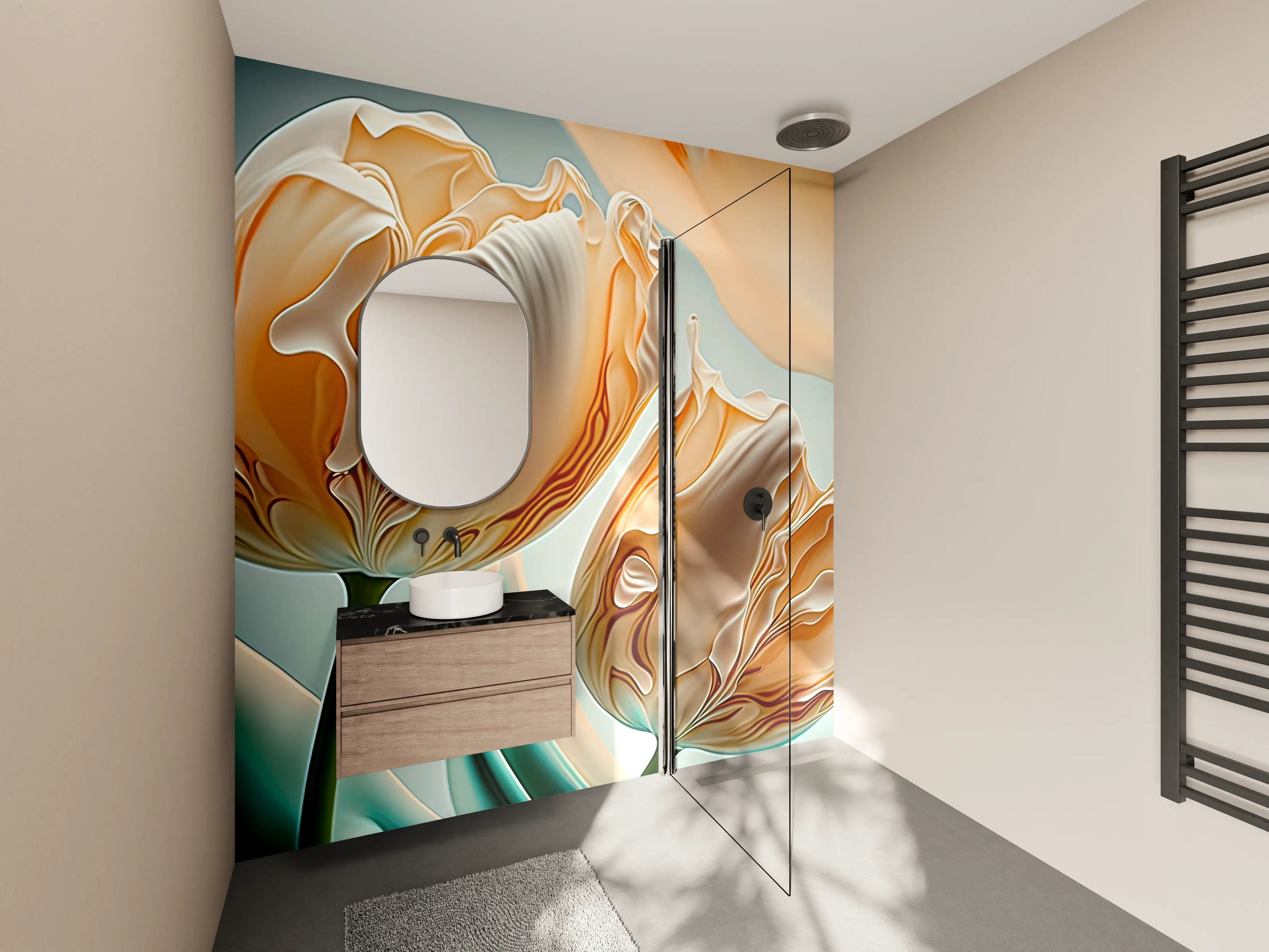 Wandverkleidung Bad - Abstrakte Tulpen Kunstwerk