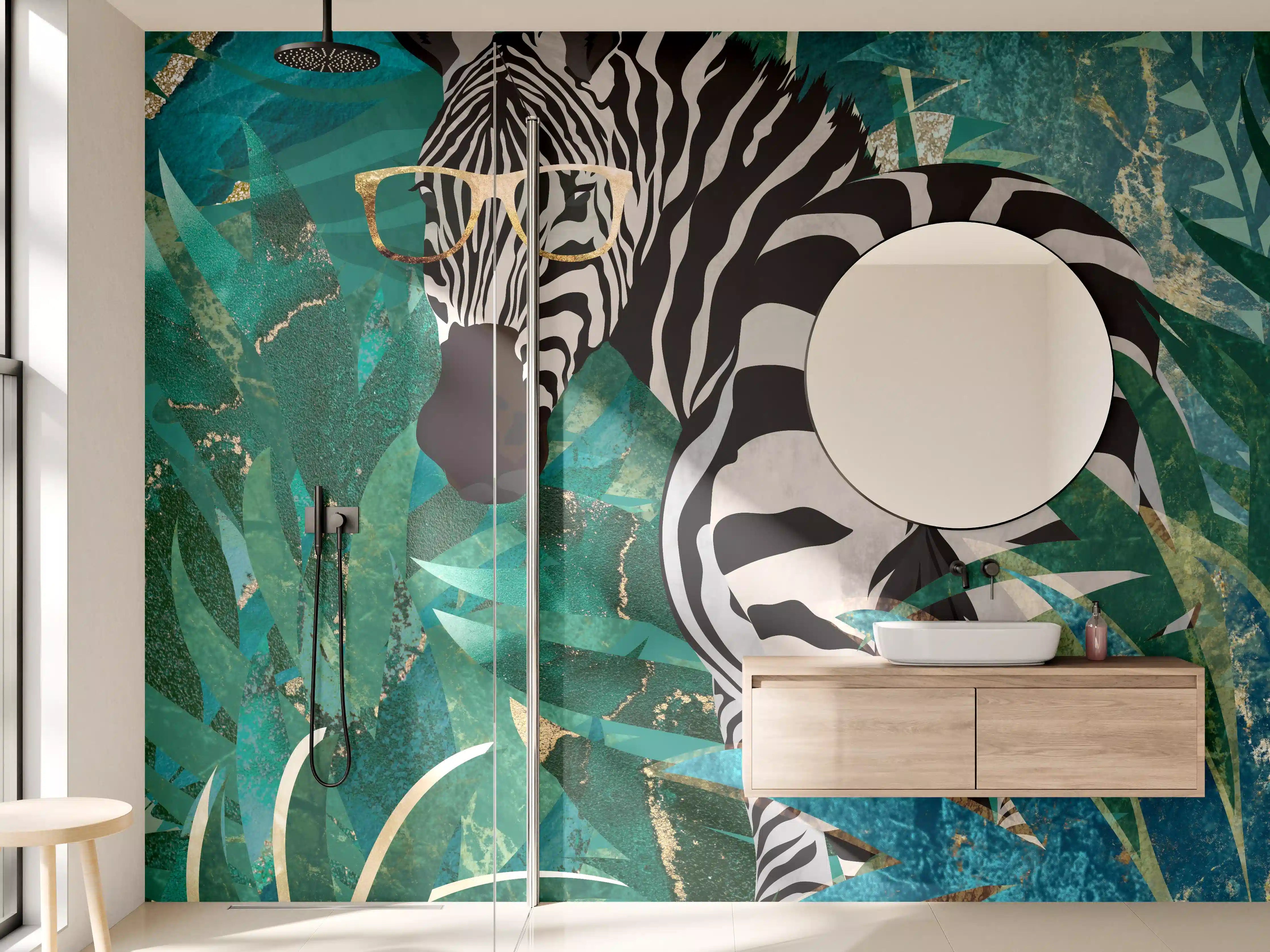 Wandverkleidung Bad - Abstrakte Zebra Malerei