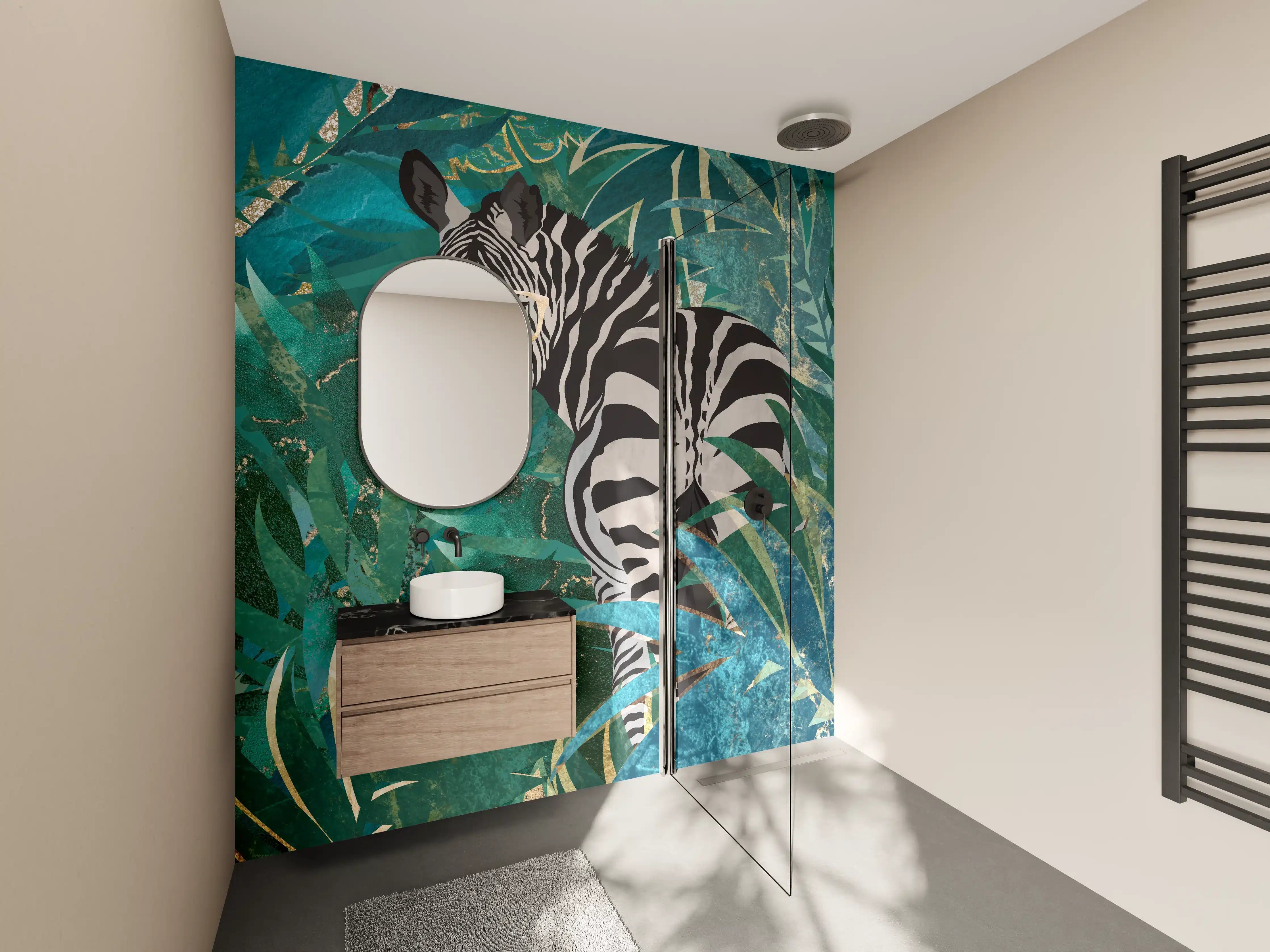 Wandverkleidung Bad - Abstrakte Zebra Malerei