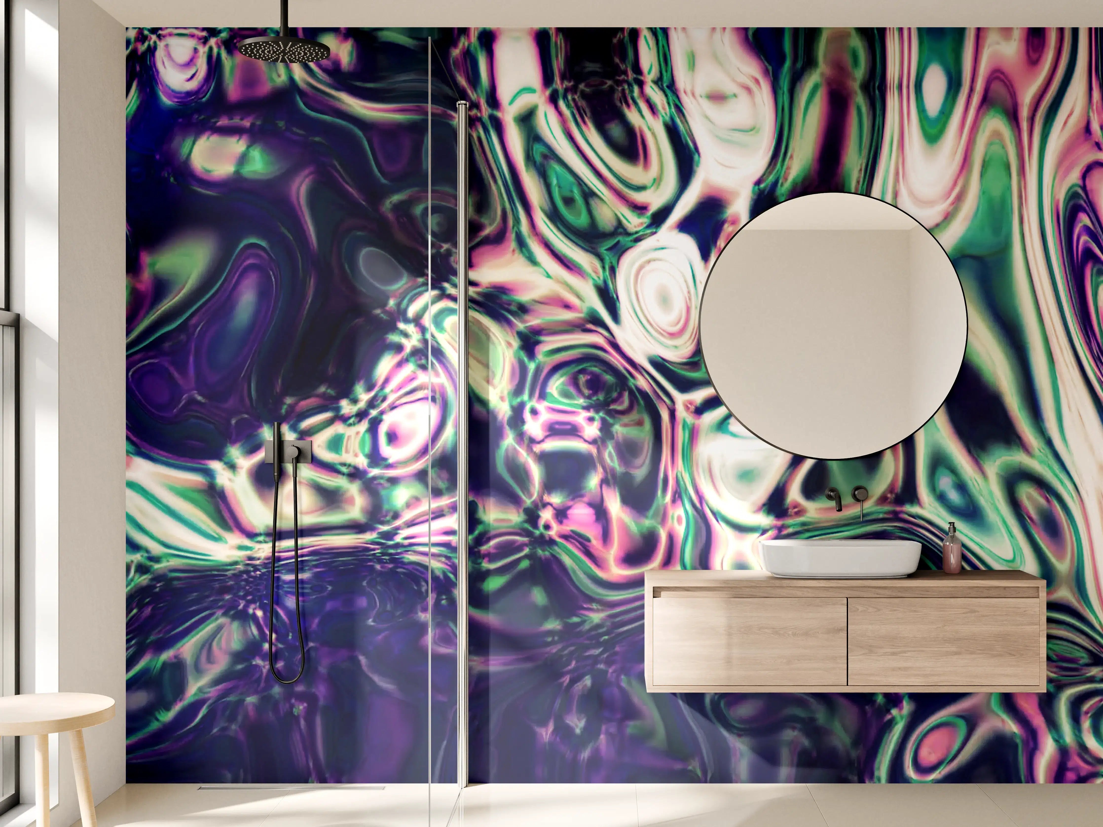Wandverkleidung Bad - Abstrakte bunte Acrylfarbe