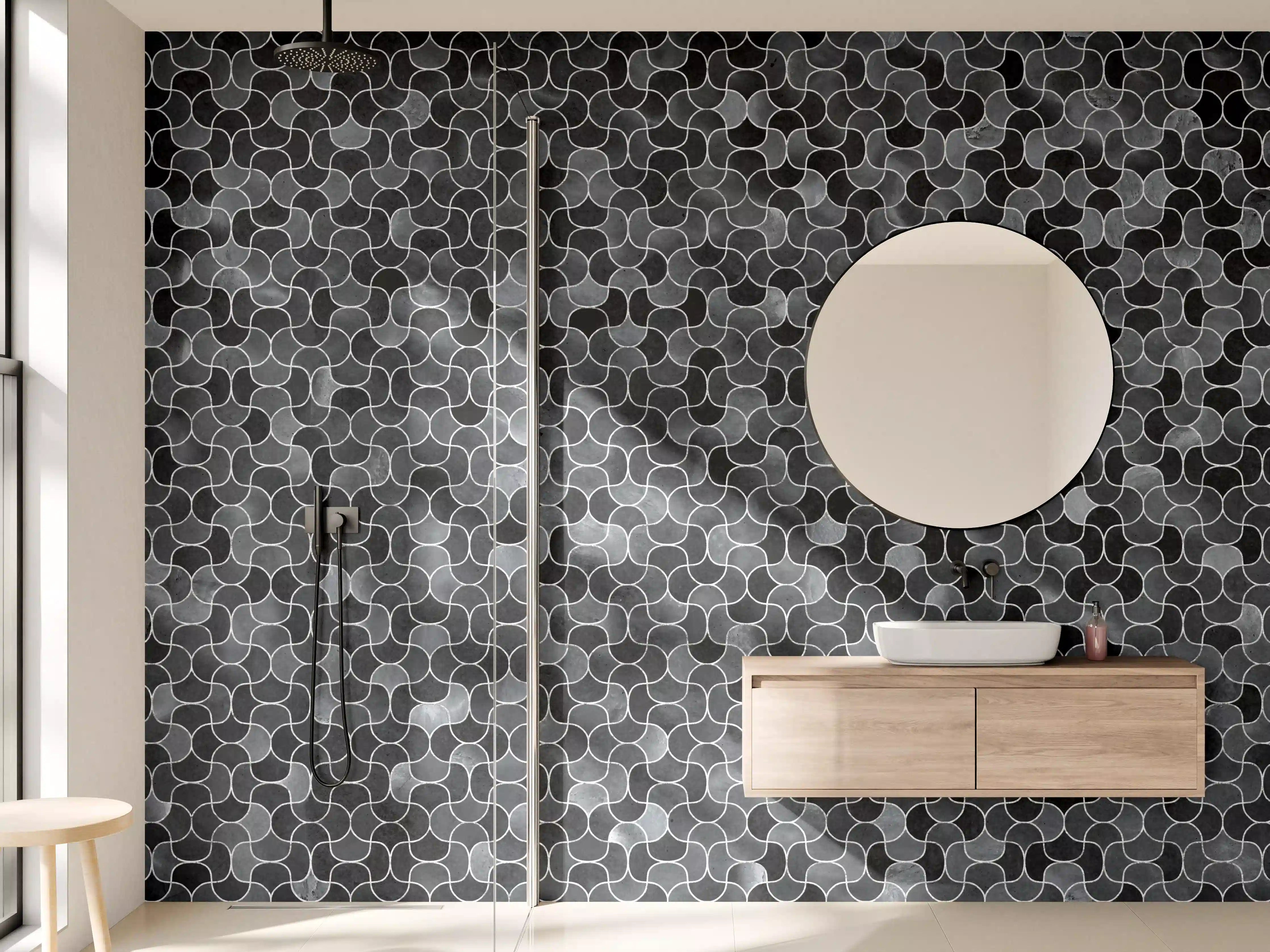 Wandverkleidung Bad - Abstrakte schwarze Pixel Mosaik Textur