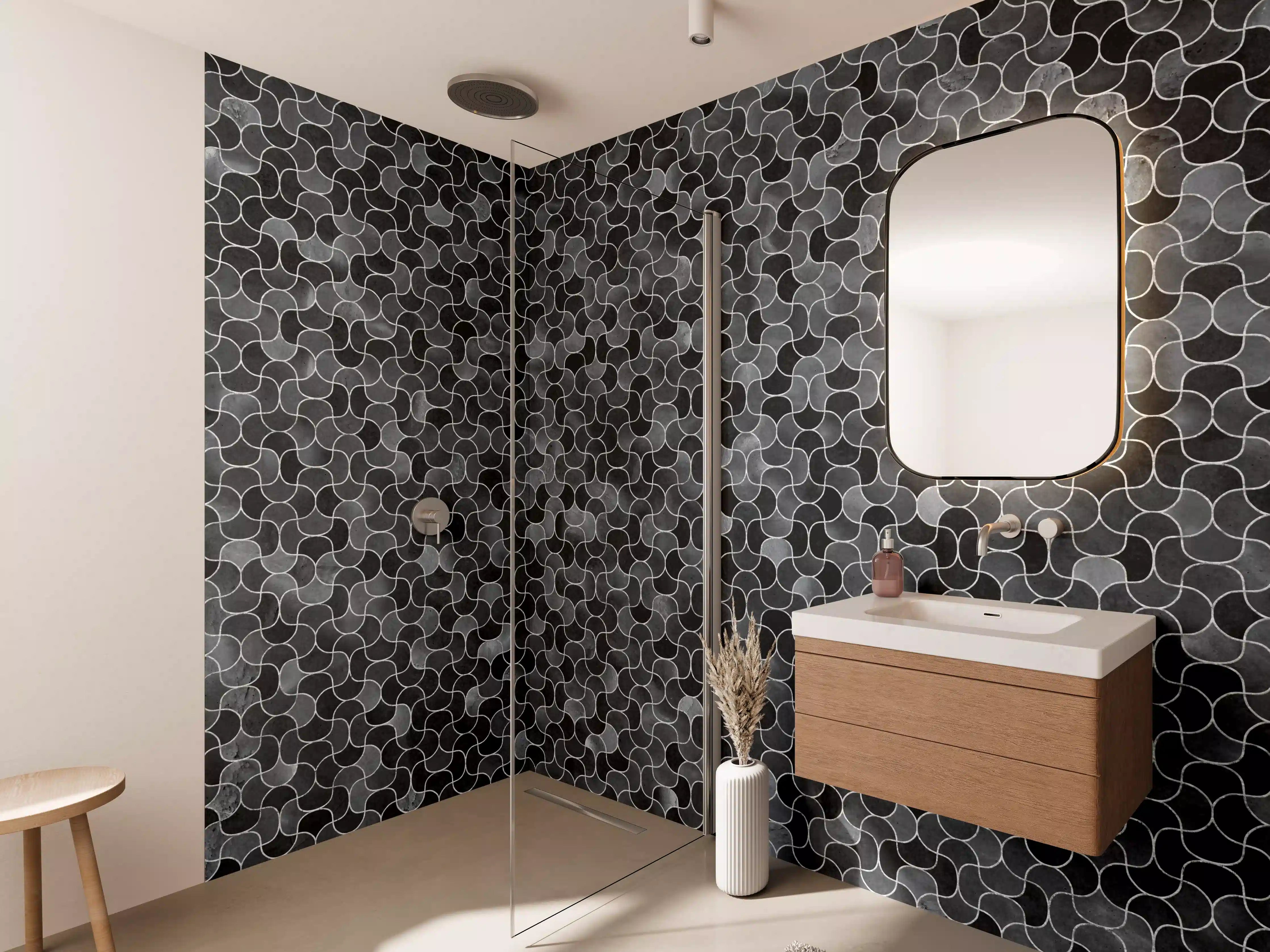 Wandverkleidung Bad - Abstrakte schwarze Pixel Mosaik Textur