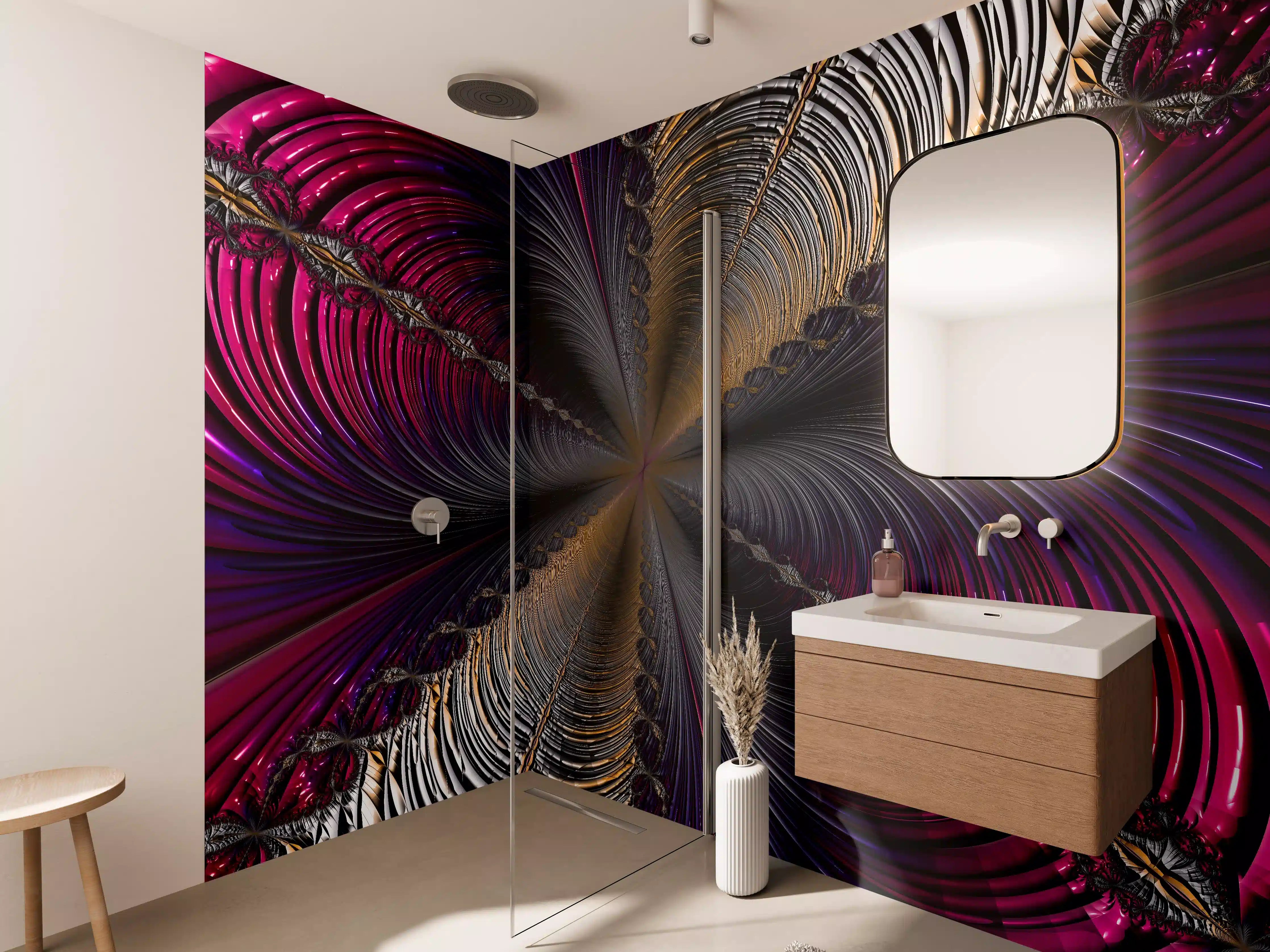Wandverkleidung Bad - Abstrakter lila Tunnelblick